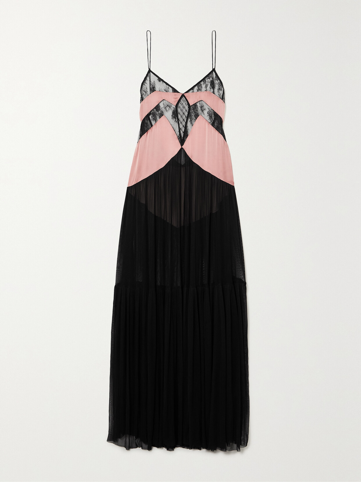 Sleeping with Jacques - Francine Lace-trimmed Silk-satin And Tulle Maxi Dress - Black