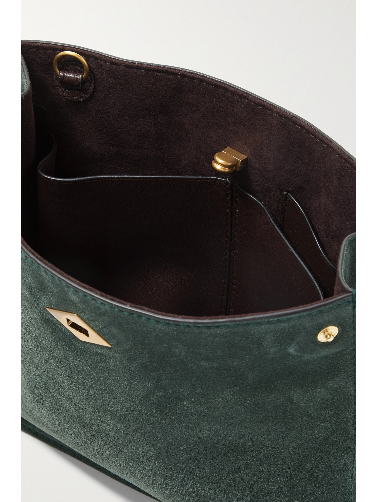 Metier Stowaway Suede Shoulder Bag In Green