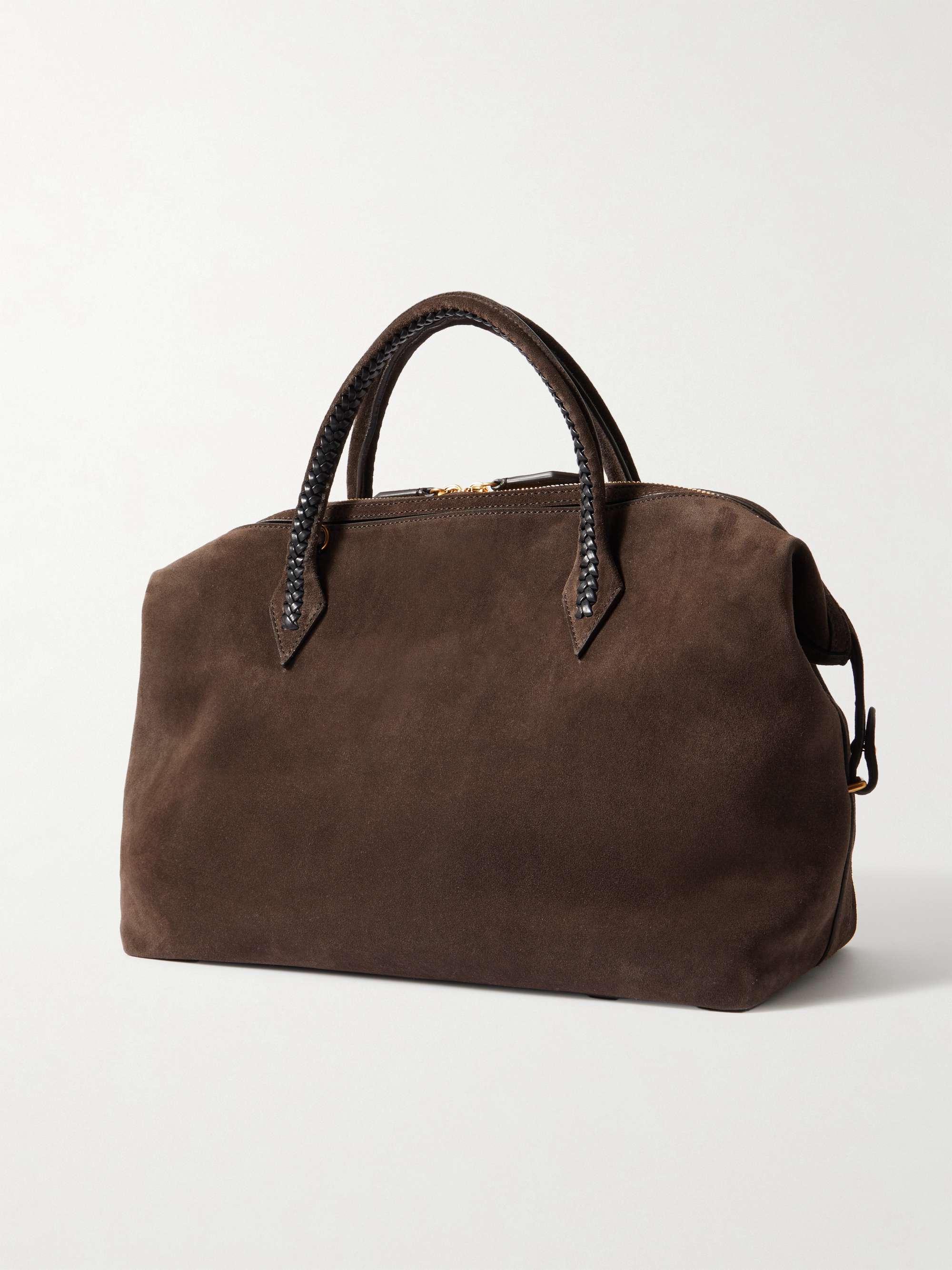 MÉTIER Perriand City medium braided leather-trimmed suede tote