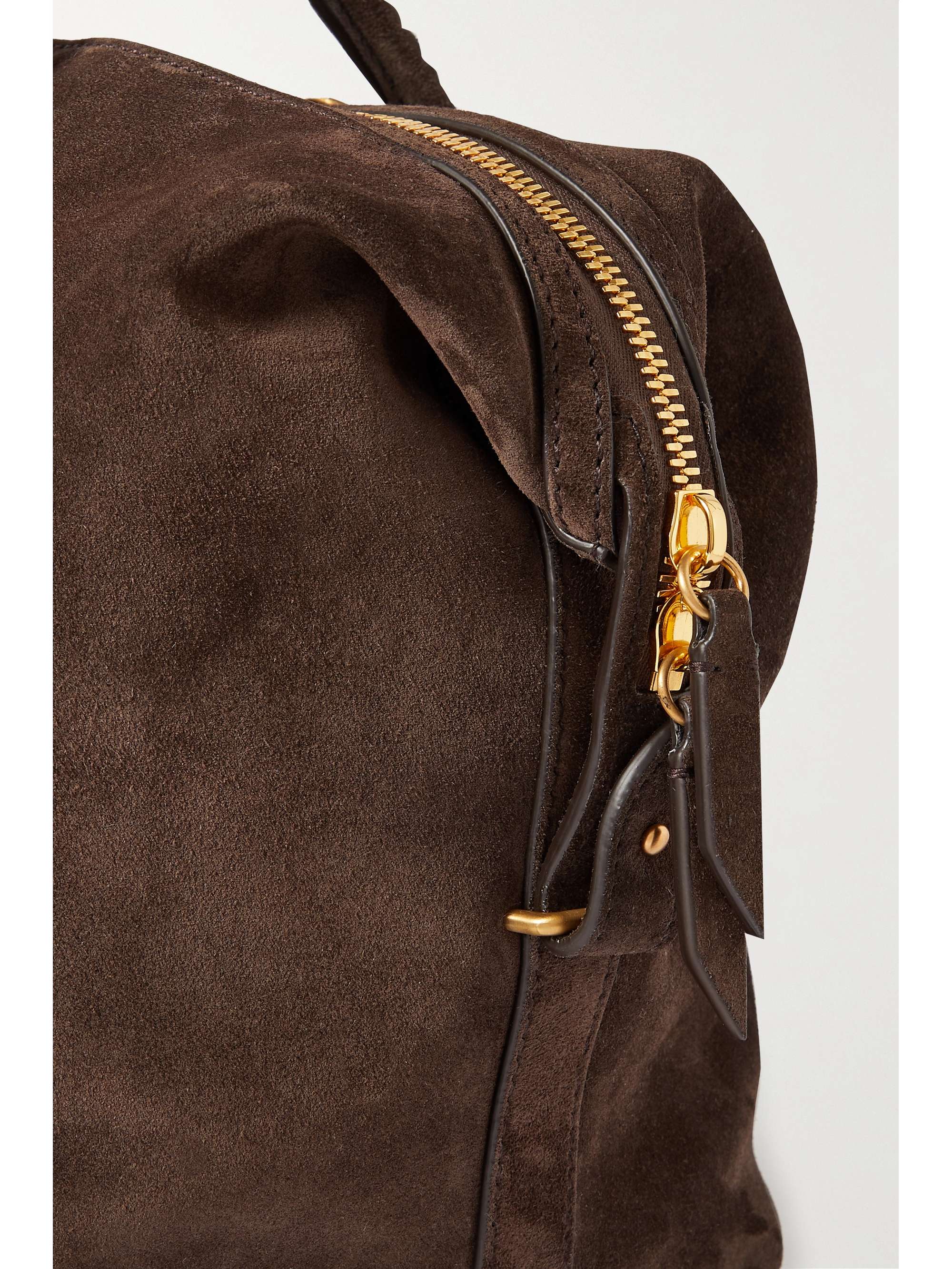 MÉTIER Perriand City medium braided leather-trimmed suede tote