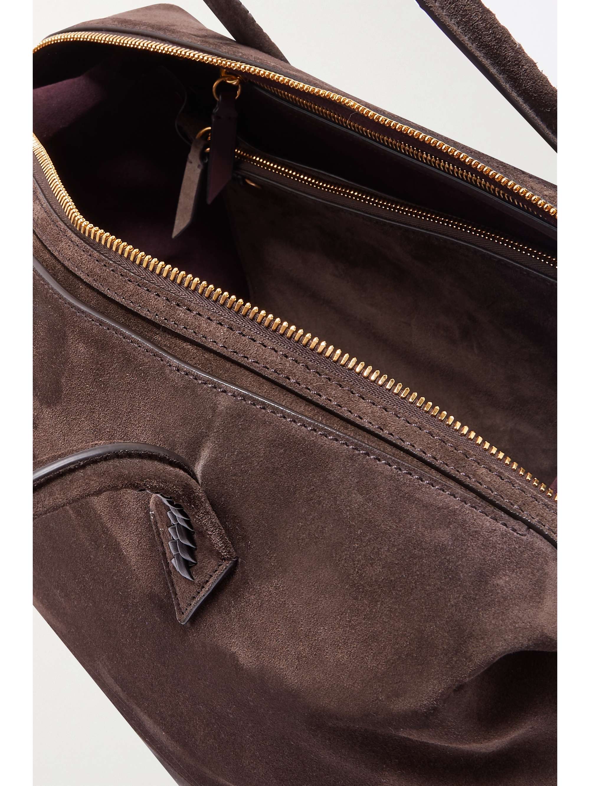 MÉTIER Perriand City medium braided leather-trimmed suede tote