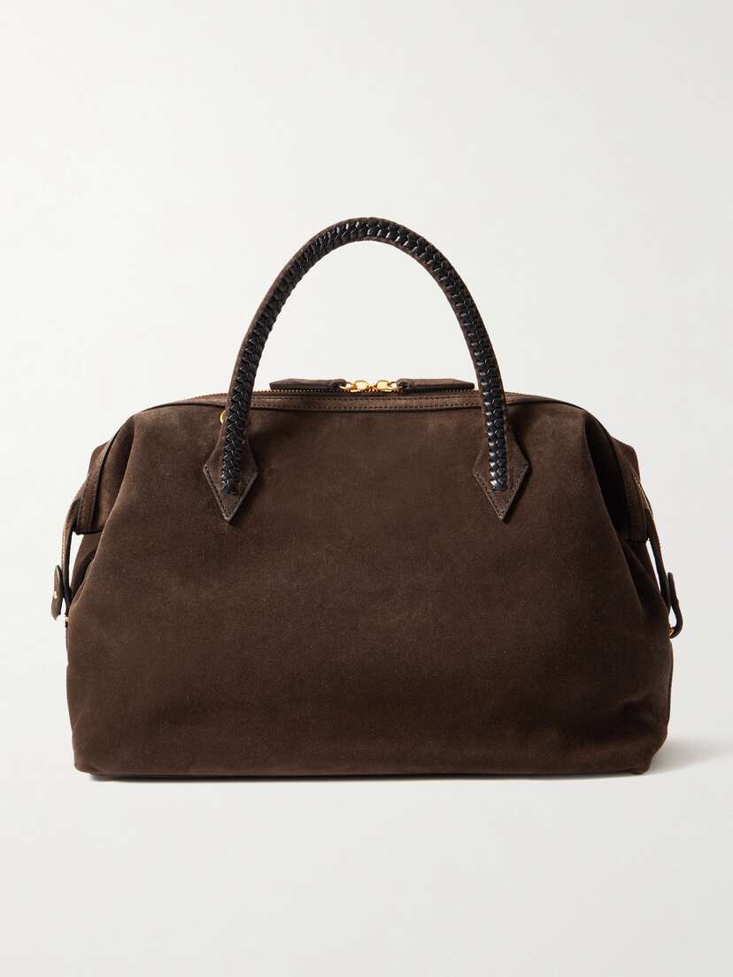 Métier Perriand City Medium Braided Leather-trimmed Suede Tote