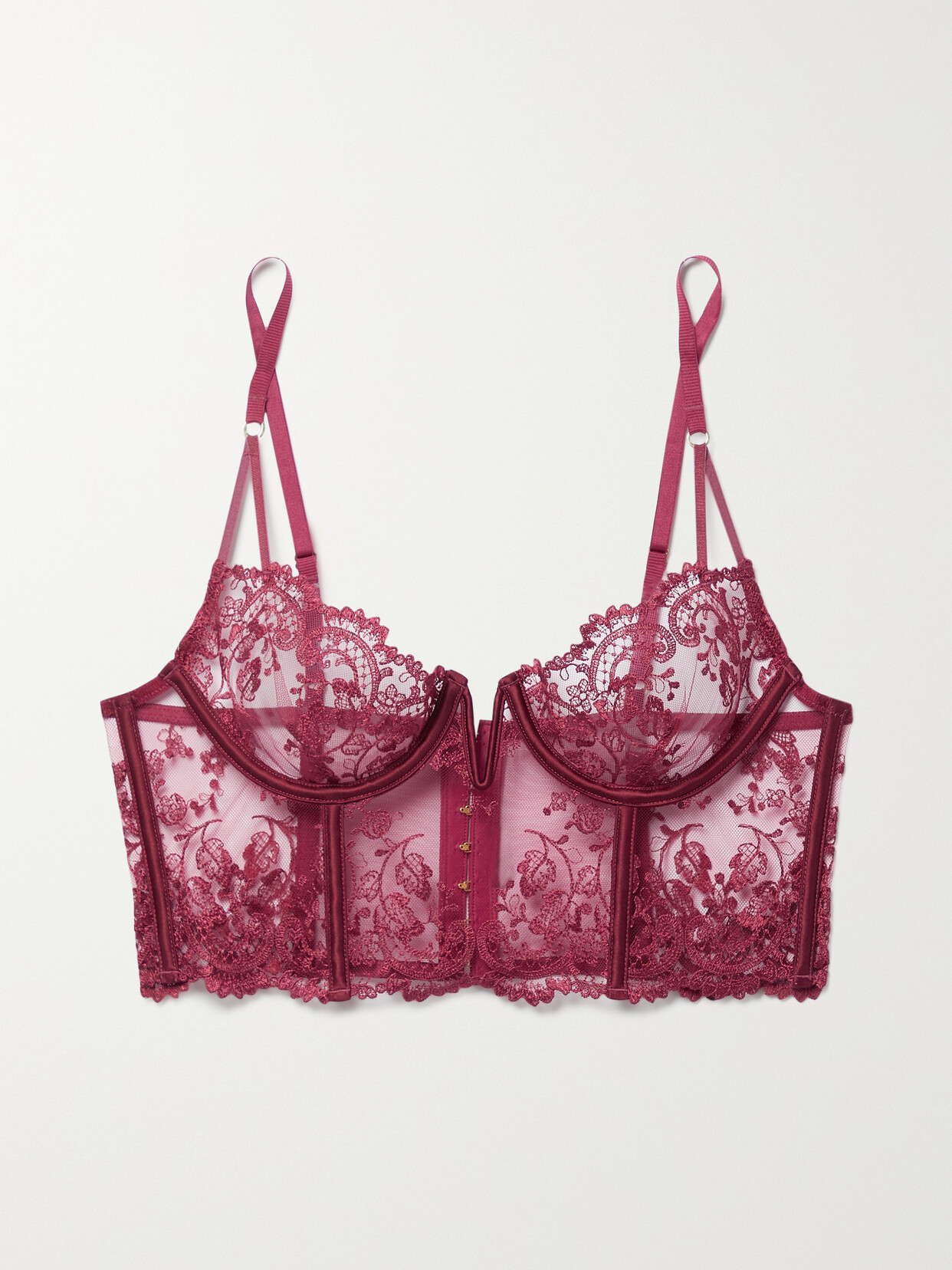 Kiki de Montparnasse - Juliette Satin-trimmed Embroidered Tulle Underwired Soft-cup Bra - Purple