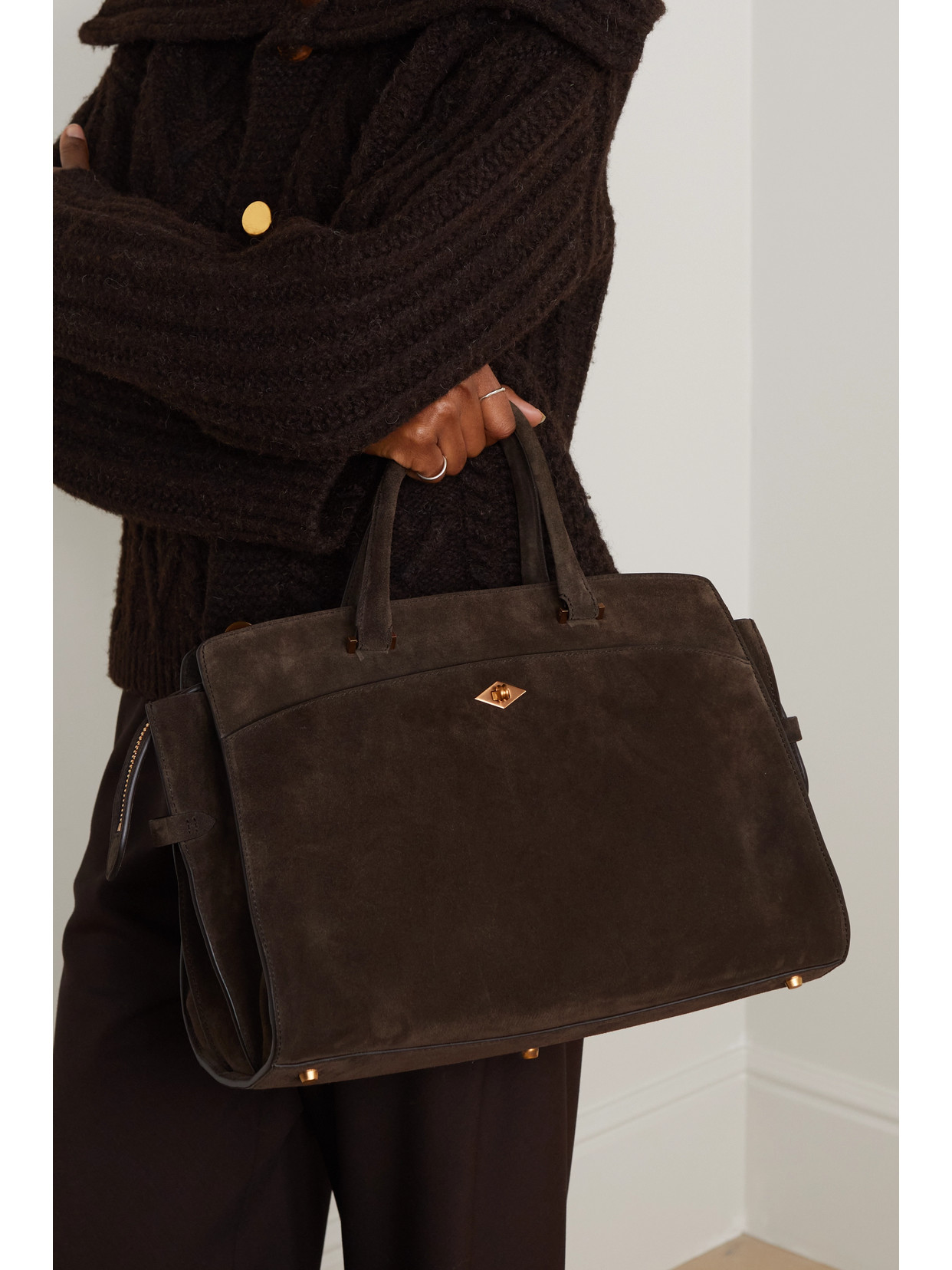 Metier Private Eye Suede Tote In Brown