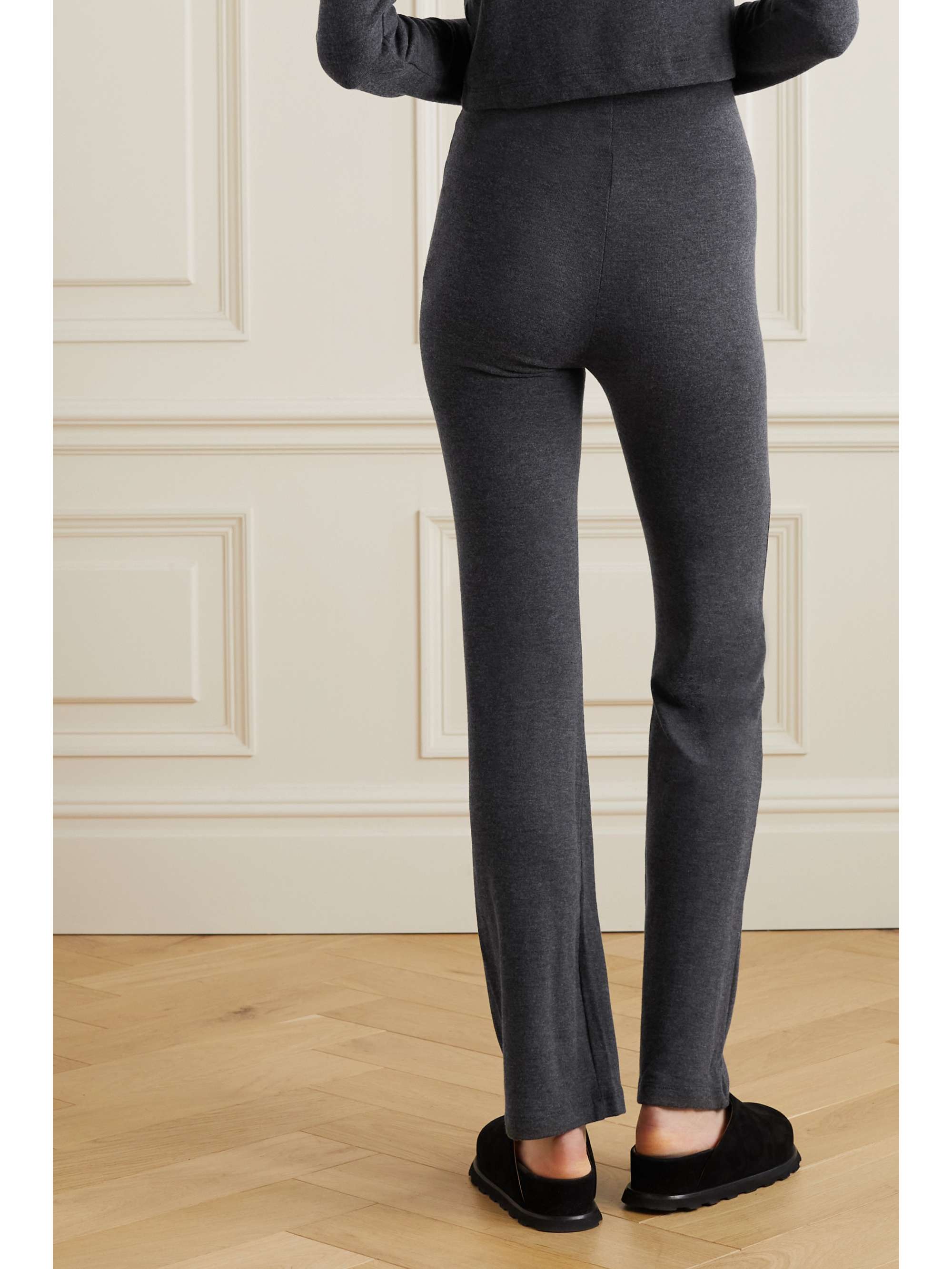 LESET Lauren brushed stretch-knit slim-leg pants