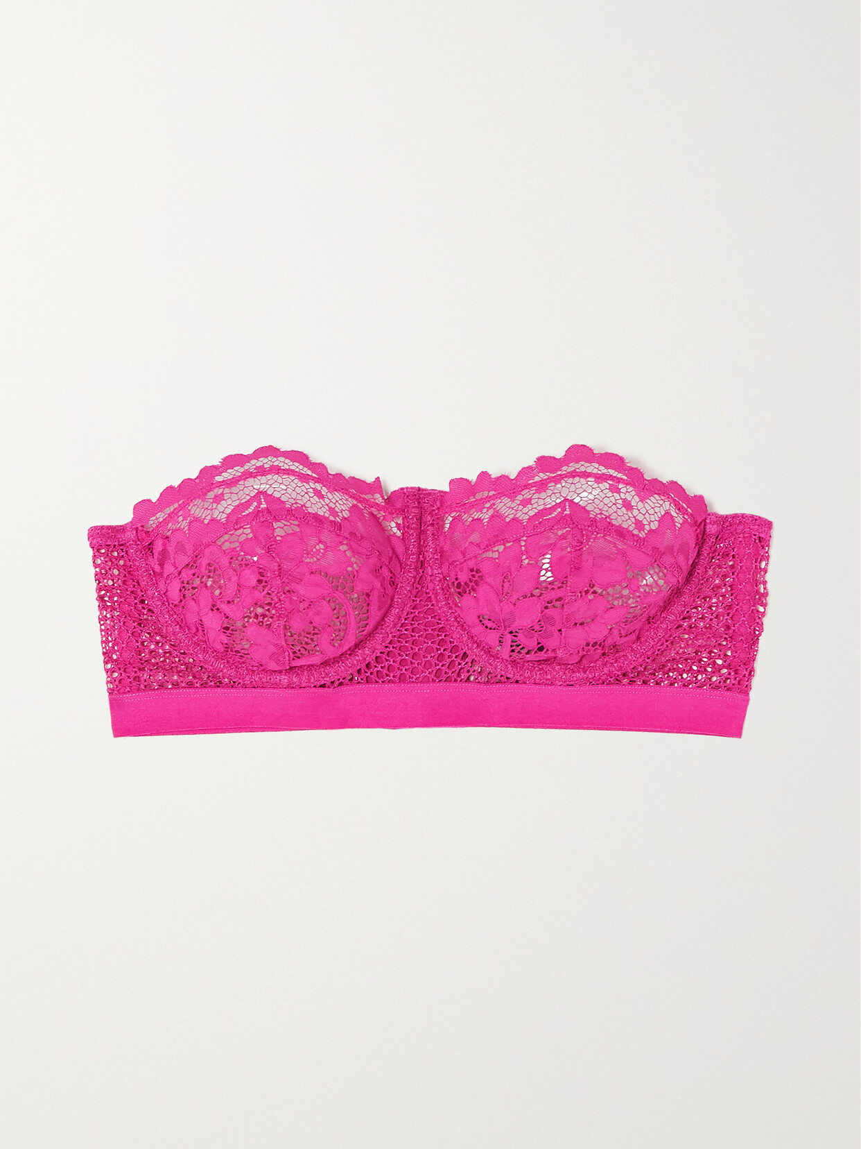 ELSE Petunia Stretch-mesh And Corded Lace Underwired Strapless Balconette Bra