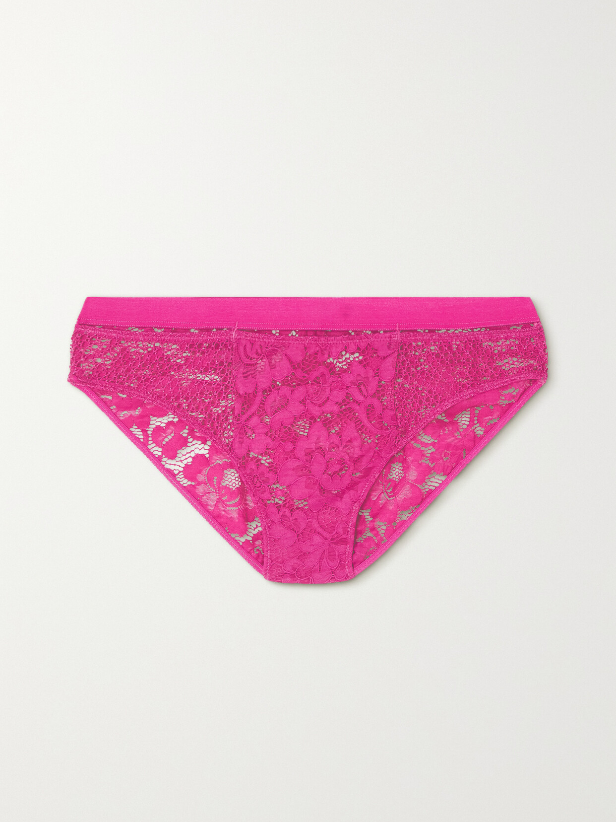 ELSE Petunia Stretch-mesh And Corded Lace Briefs - Pink
