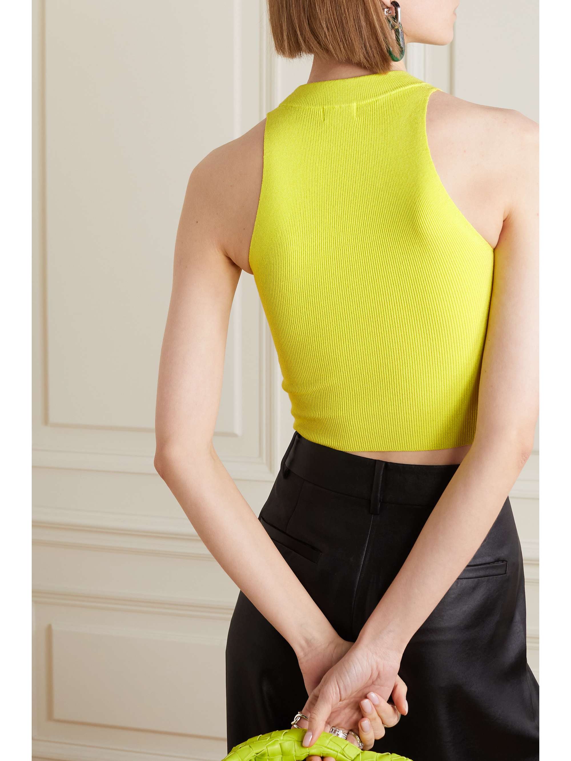 LESET Grace cropped ribbed-knit tank