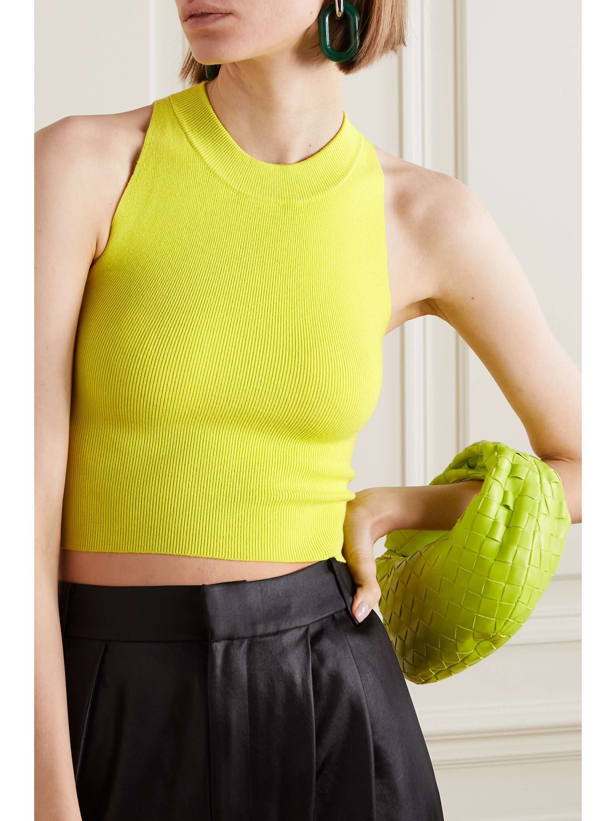 LESET Grace cropped ribbed-knit tank