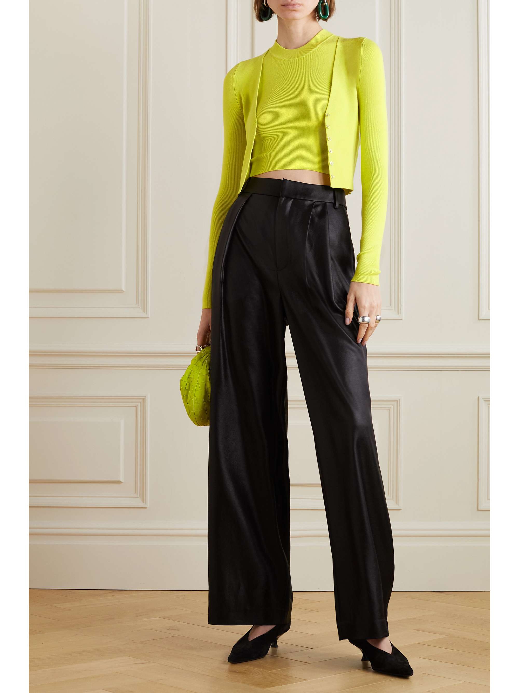 LESET Grace cropped ribbed-knit tank