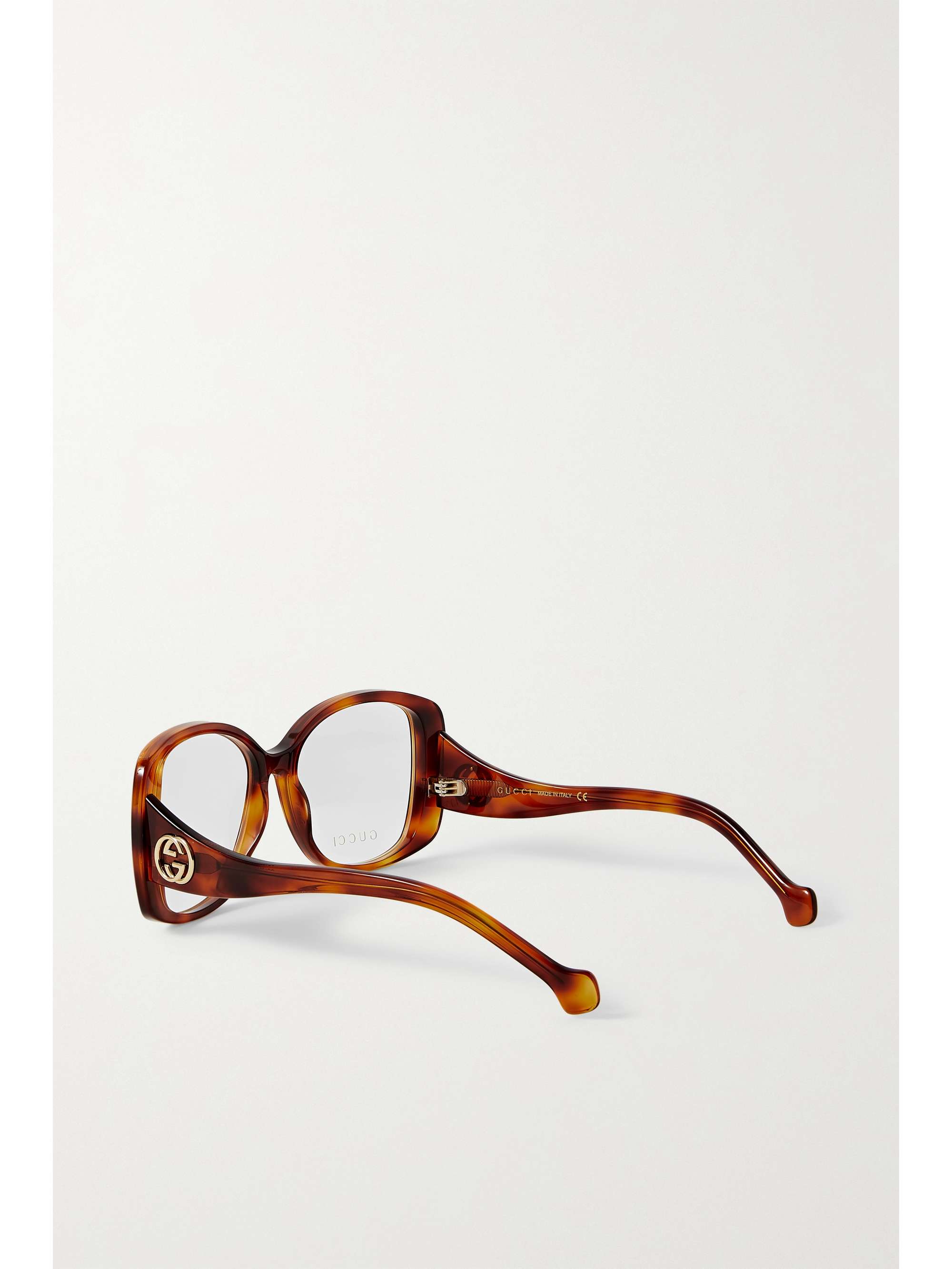 GUCCI EYEWEAR Oversized square-frame tortoiseshell acetate optical glasses