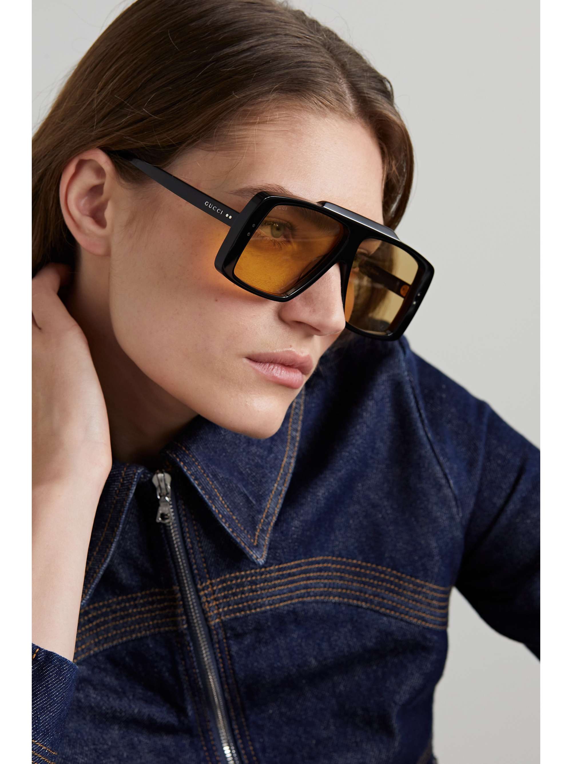 GUCCI EYEWEAR Oversized aviator-style acetate sunglasses | NET-A-PORTER