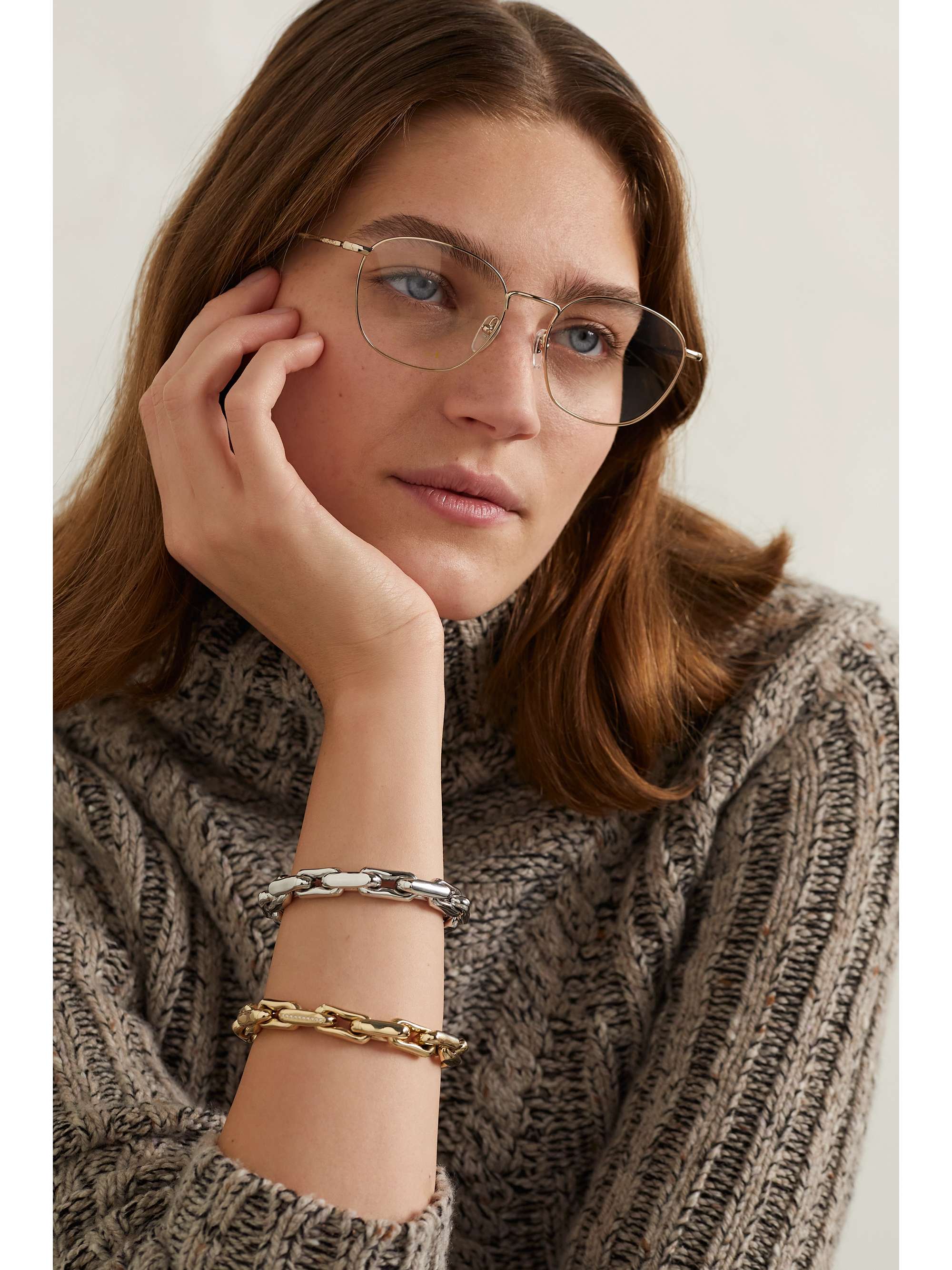 GUCCI EYEWEAR Round-frame gold-tone optical glasses