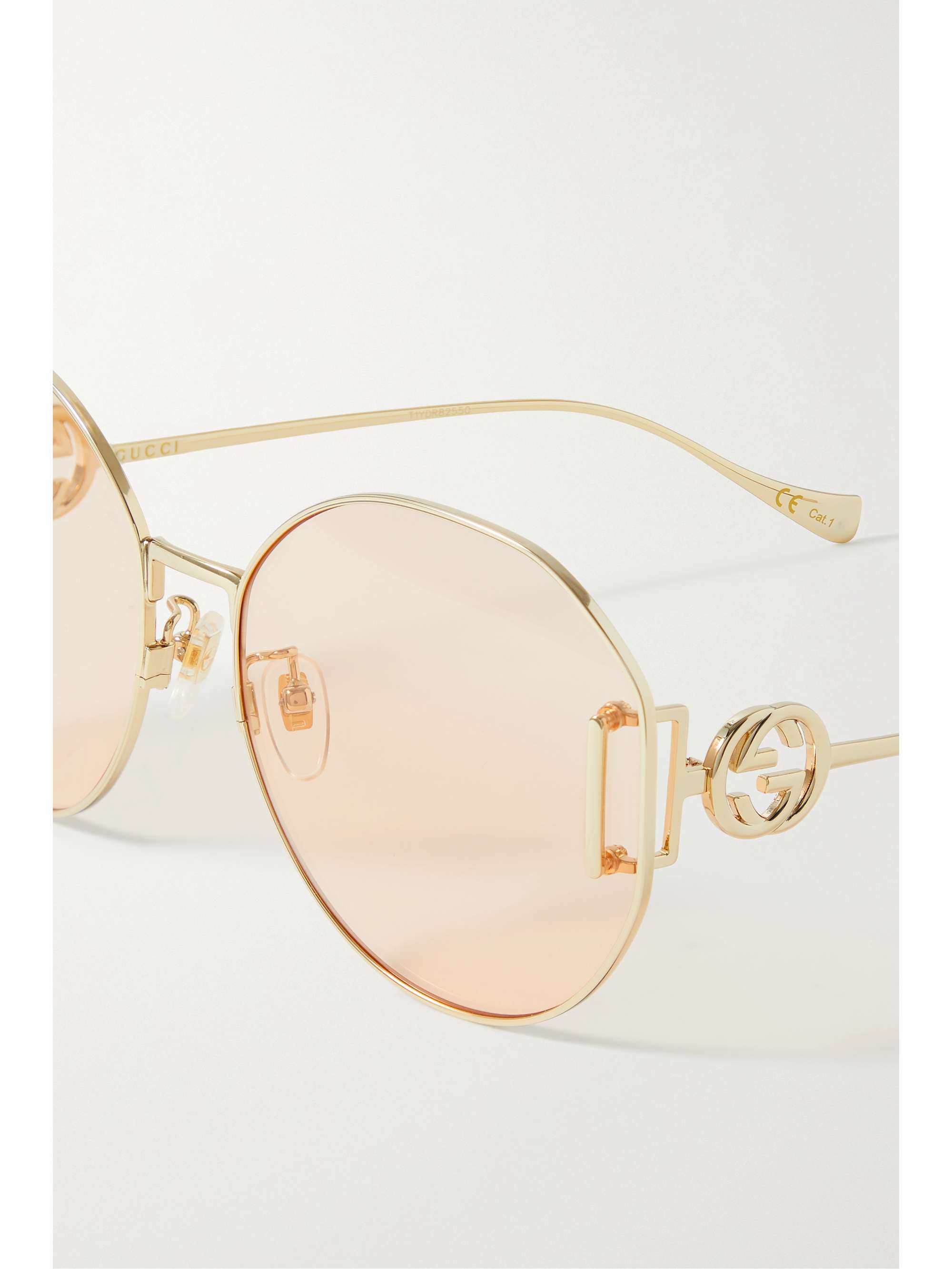 GUCCI EYEWEAR 超大款金色圆框太阳镜