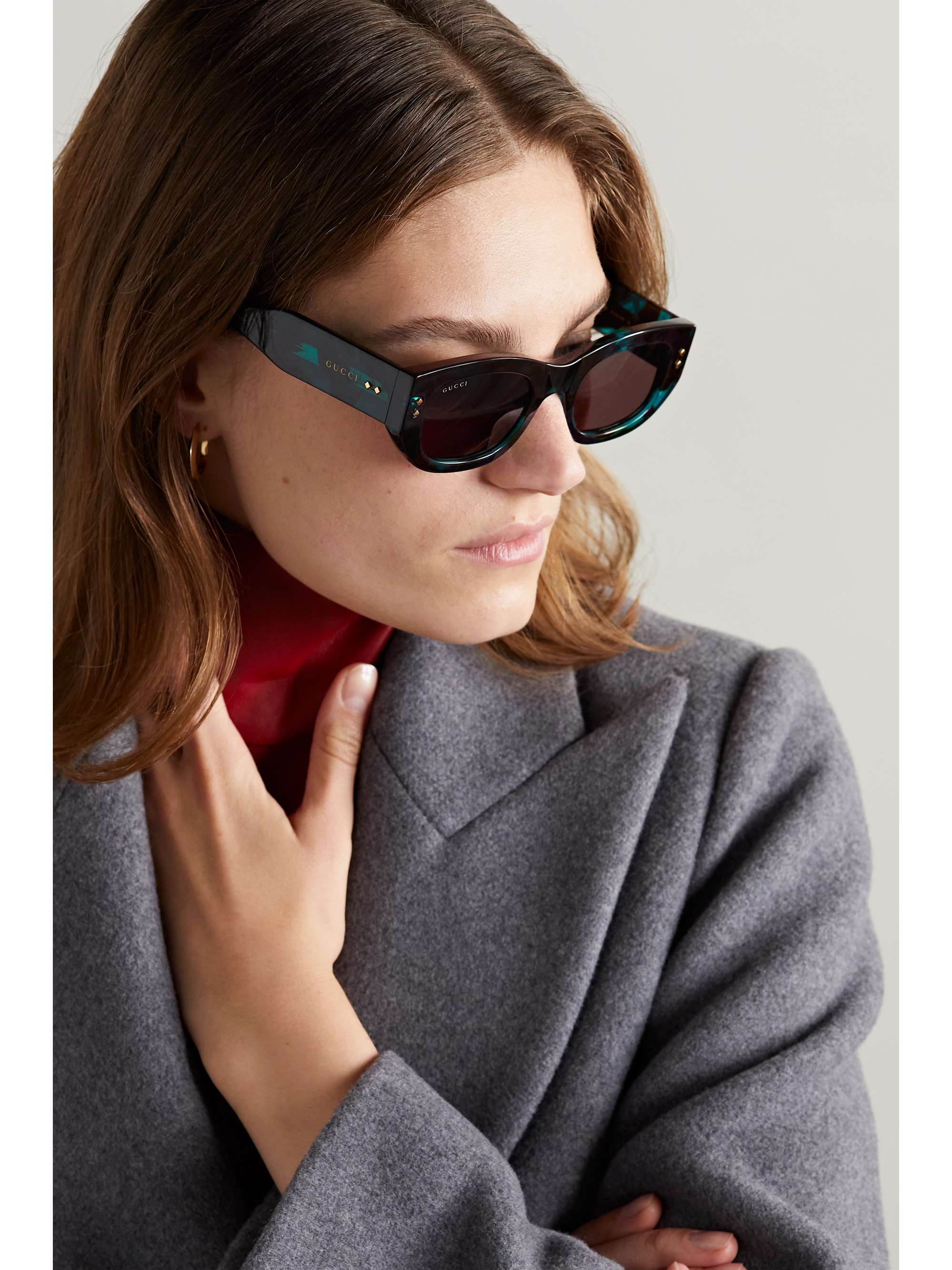 GUCCI EYEWEAR 猫眼玳瑁纹板材太阳镜
