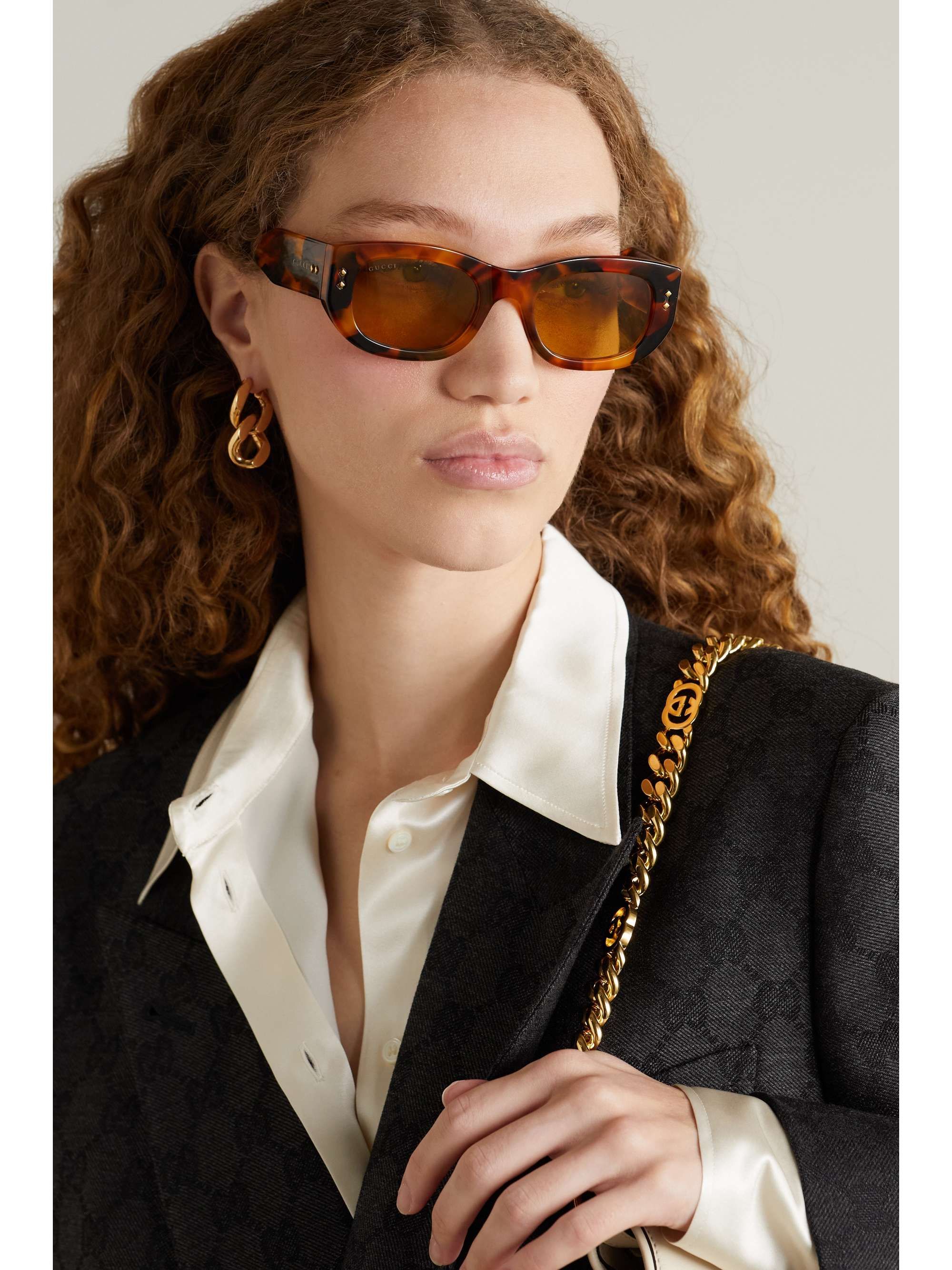 gucci round tortoiseshell acetate sunglasses