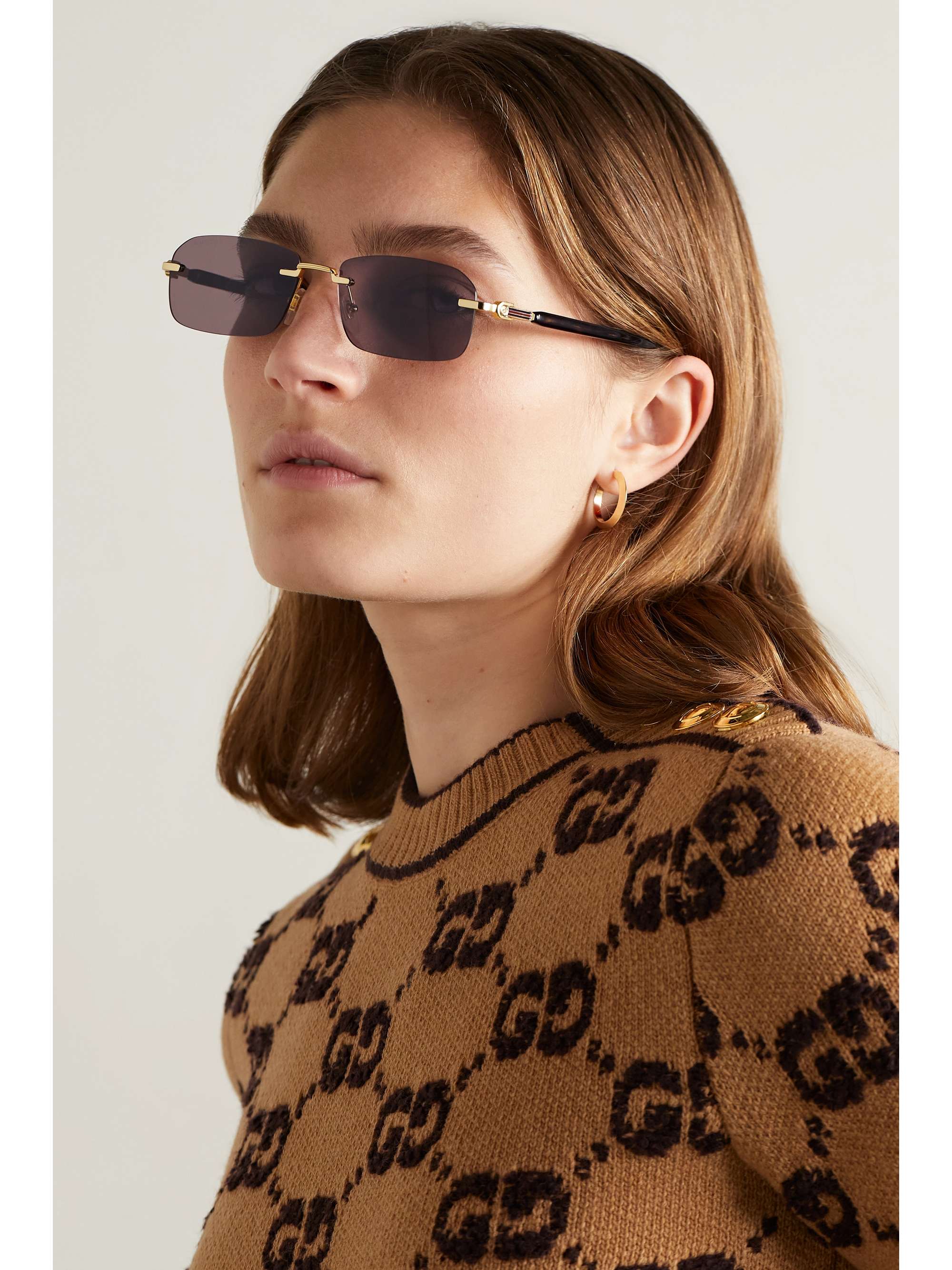 EYEWEAR GG rectangular-frame gold-tone and tortoiseshell acetate | NET-A-PORTER