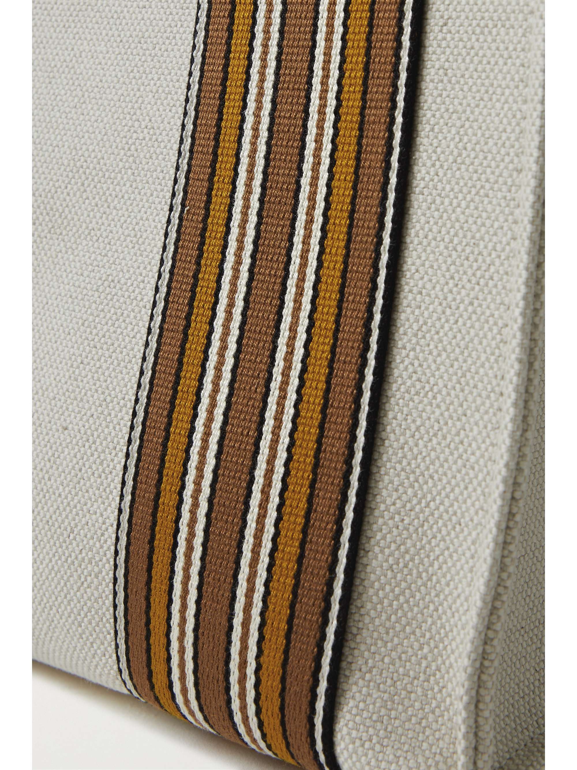 LORO PIANA The Suitcase mini striped webbing and leather-trimmed canvas tote