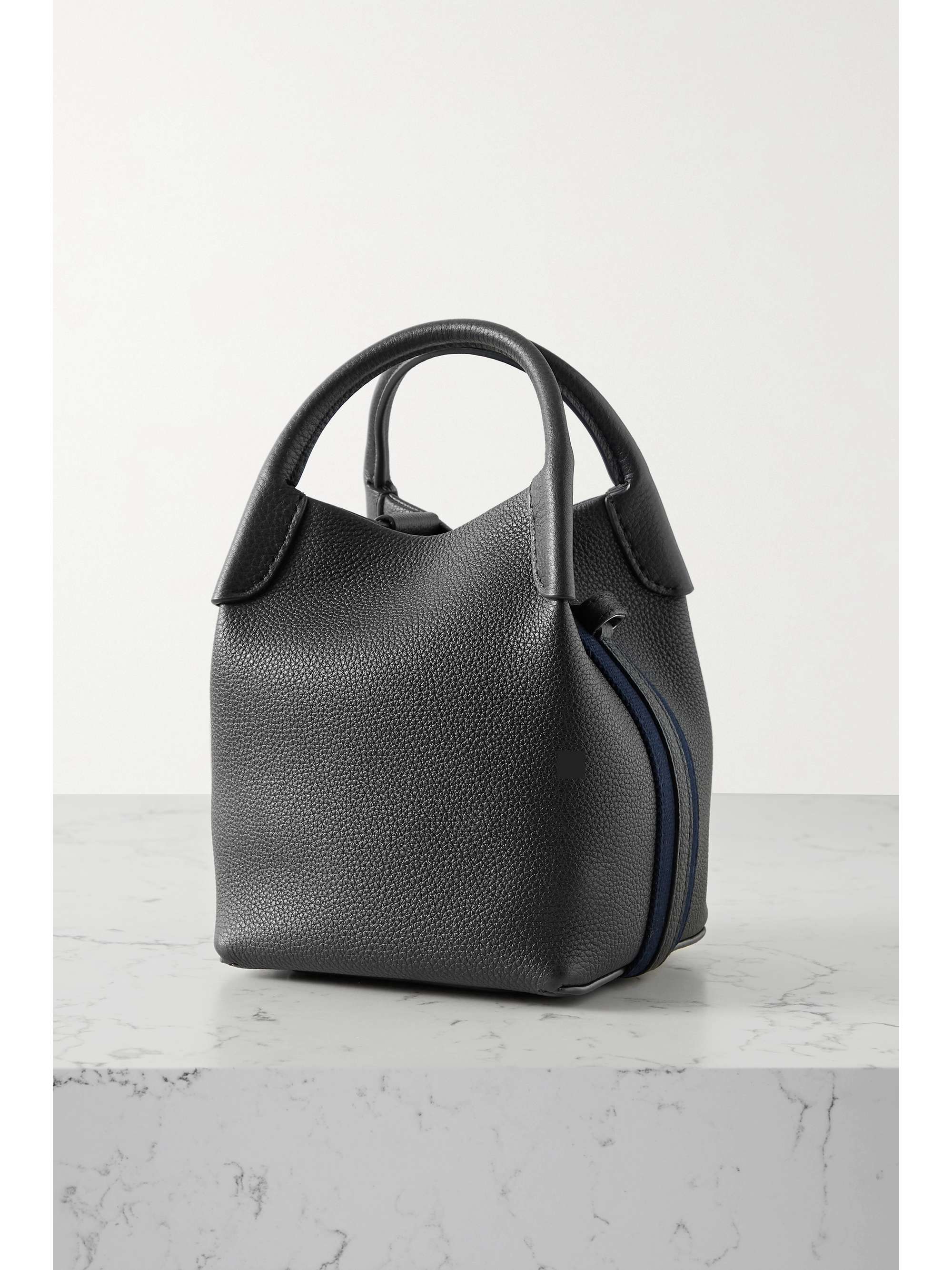 LORO PIANA Bale grosgrain-trimmed textured-leather shoulder bag