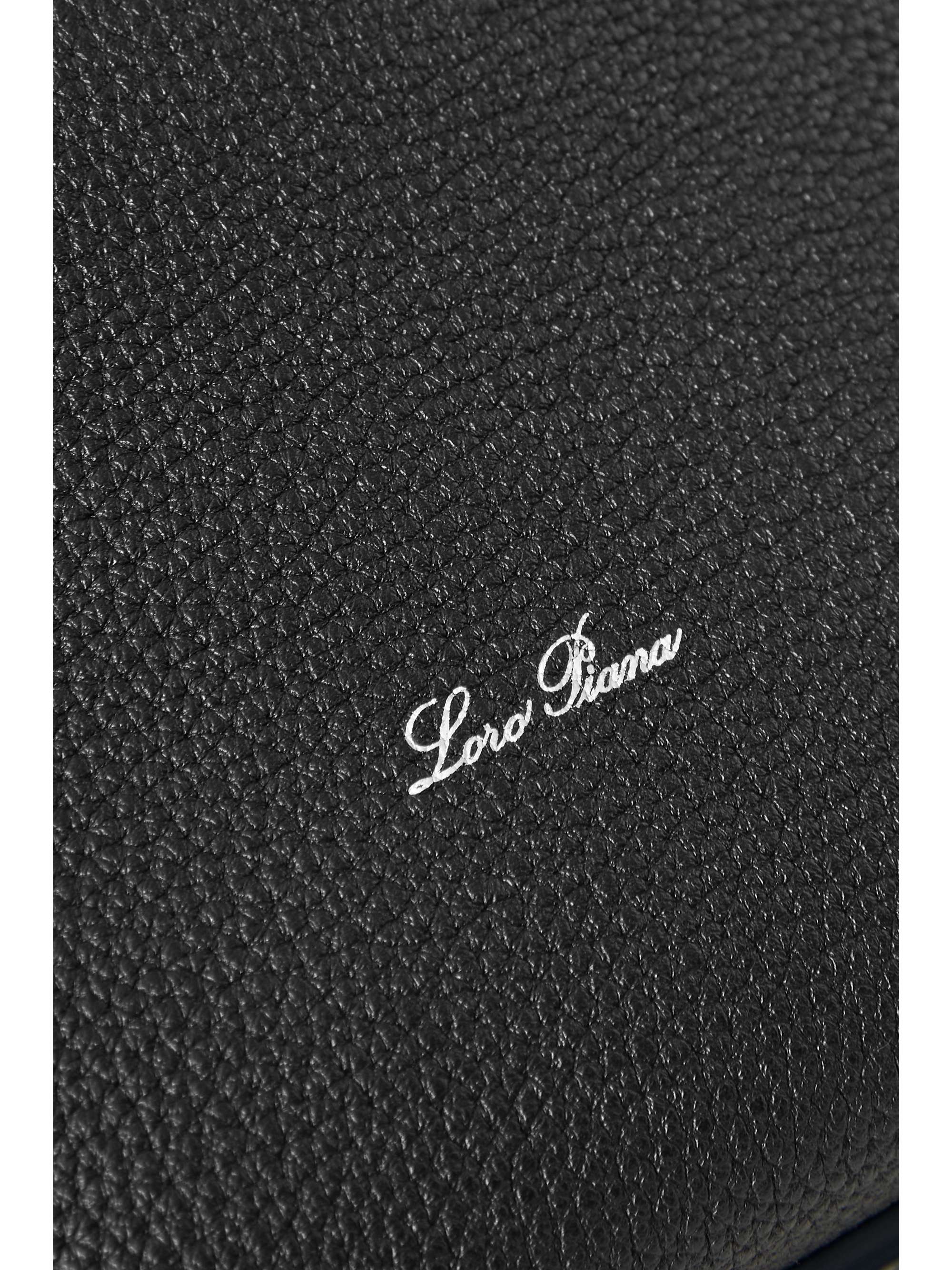LORO PIANA Bale grosgrain-trimmed textured-leather shoulder bag