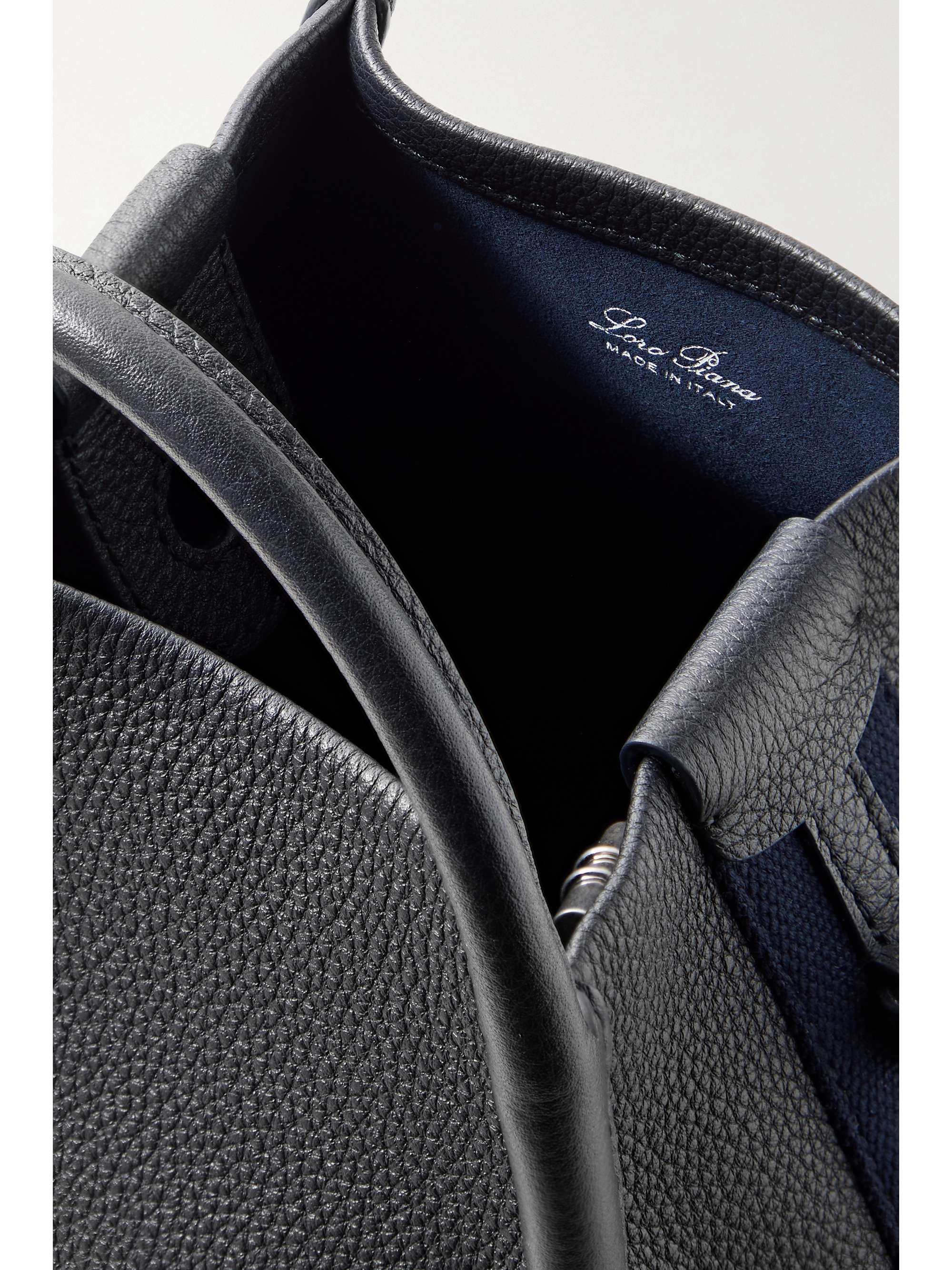 LORO PIANA Bale grosgrain-trimmed textured-leather shoulder bag
