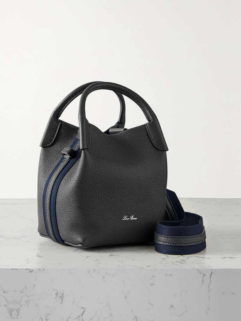 Loro Piana Bale Grosgrain-trimmed Textured-leather Shoulder Bag