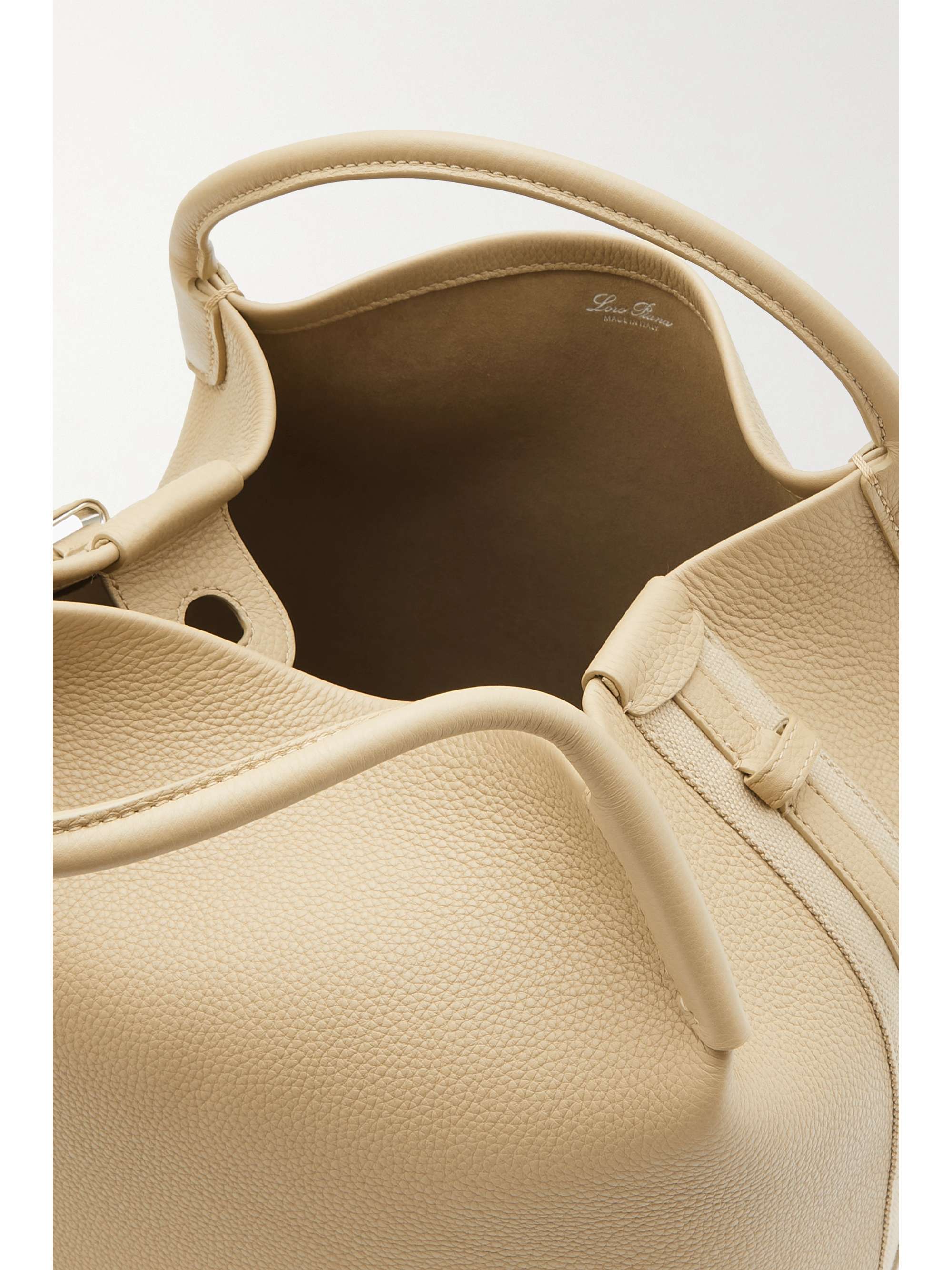 LORO PIANA Bale canvas-trimmed textured-leather tote