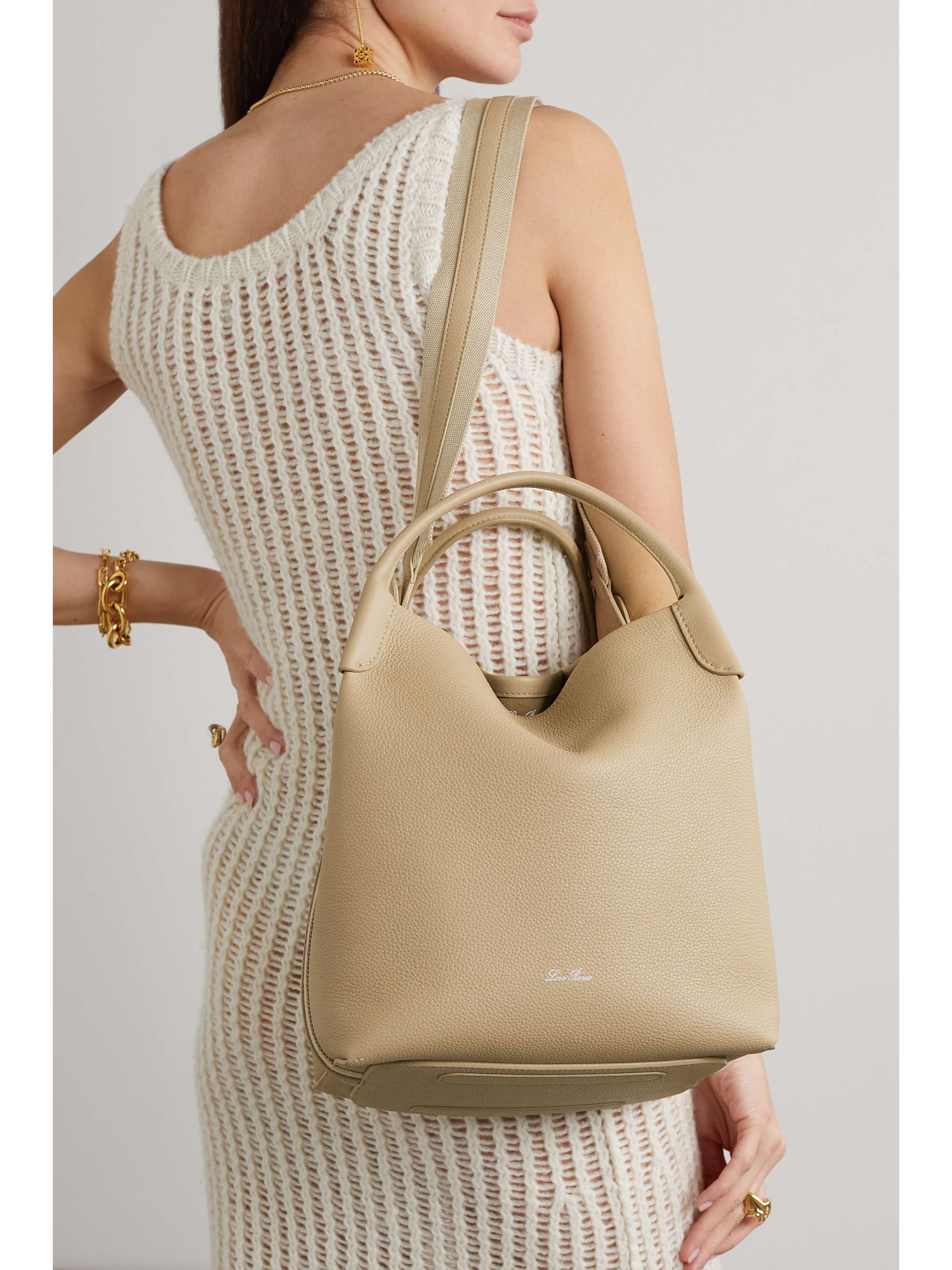 LORO PIANA Bale canvas-trimmed textured-leather tote