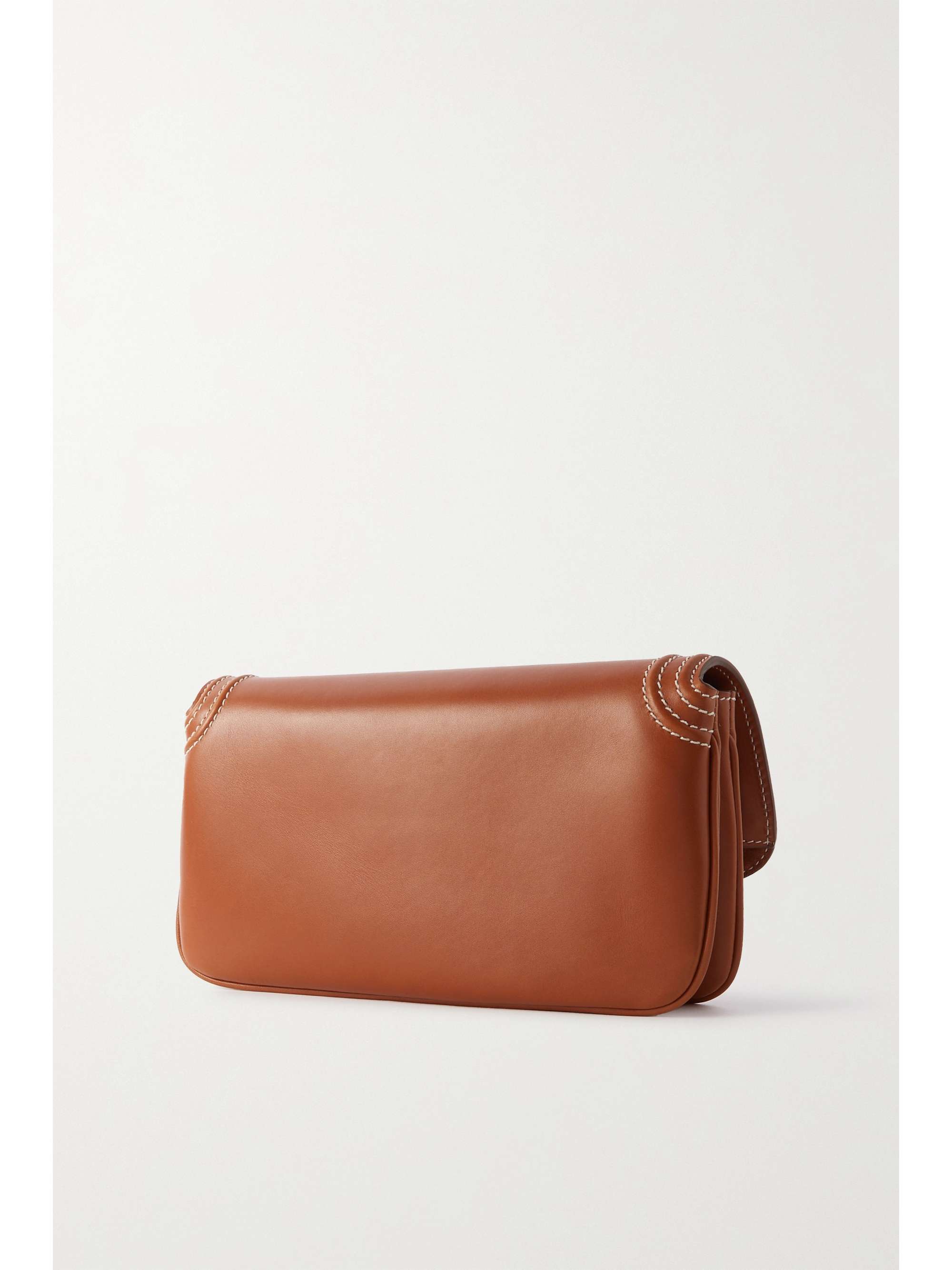 LORO PIANA Onde topstitched leather clutch | NET-A-PORTER