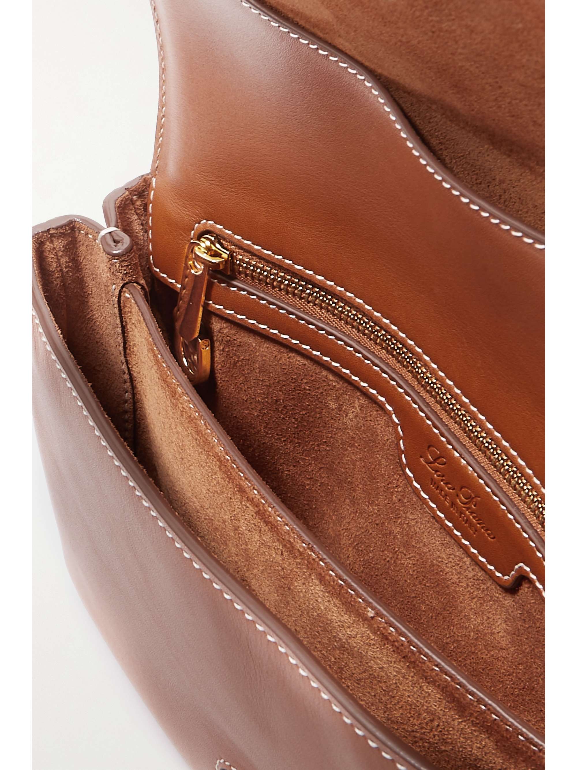 LORO PIANA Onde topstitched leather clutch