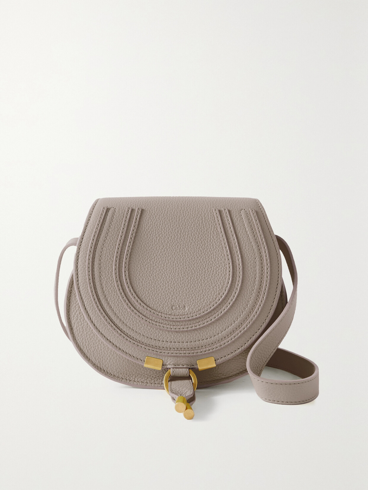 Chloé Marcie Mini Textured-leather Shoulder Bag In Gray