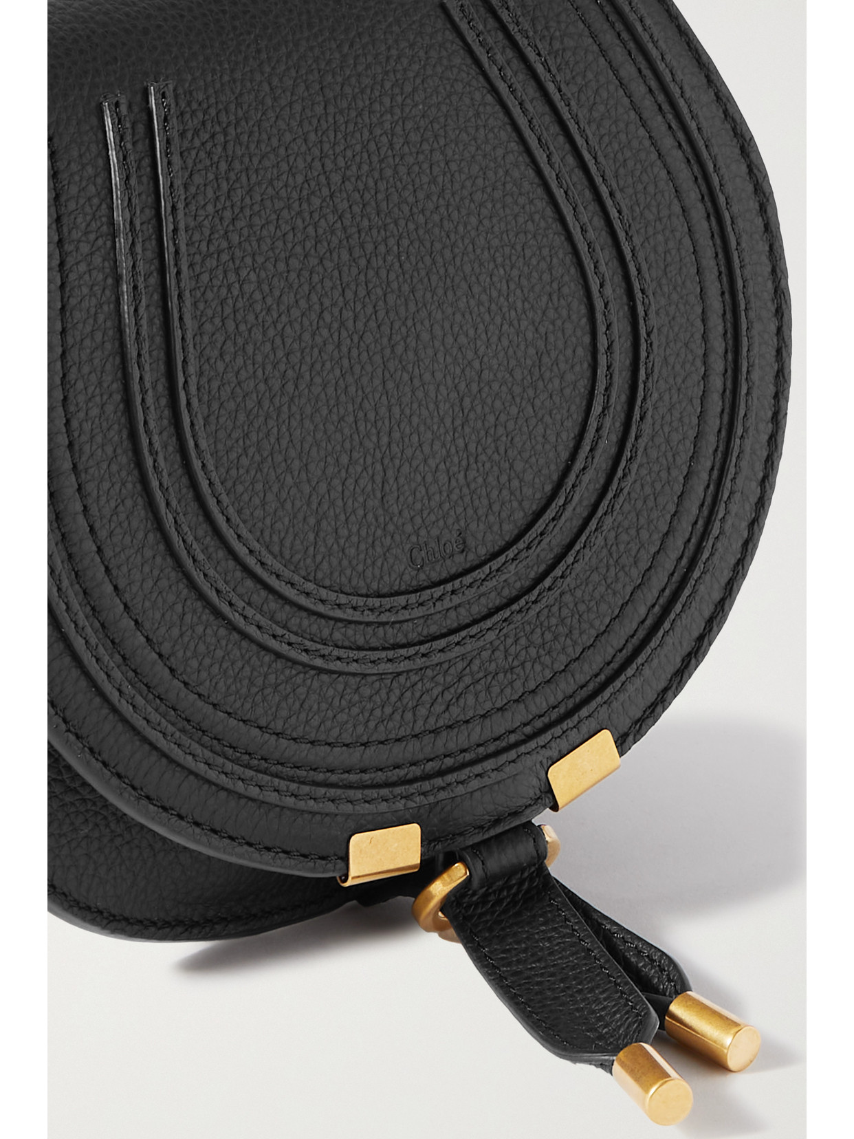 Shop Chloé Marcie Mini Textured-leather Shoulder Bag In Black