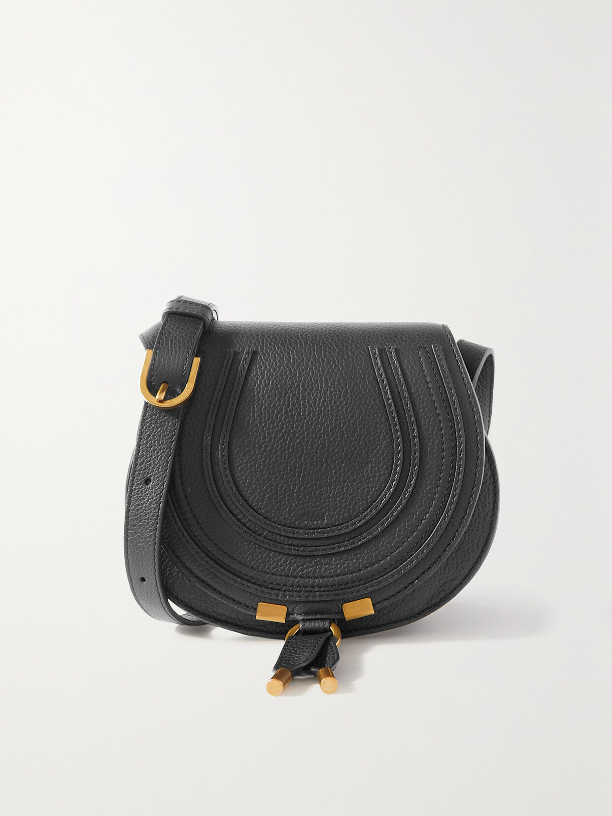 Chloé Marcie Mini Textured-leather Shoulder Bag In Black