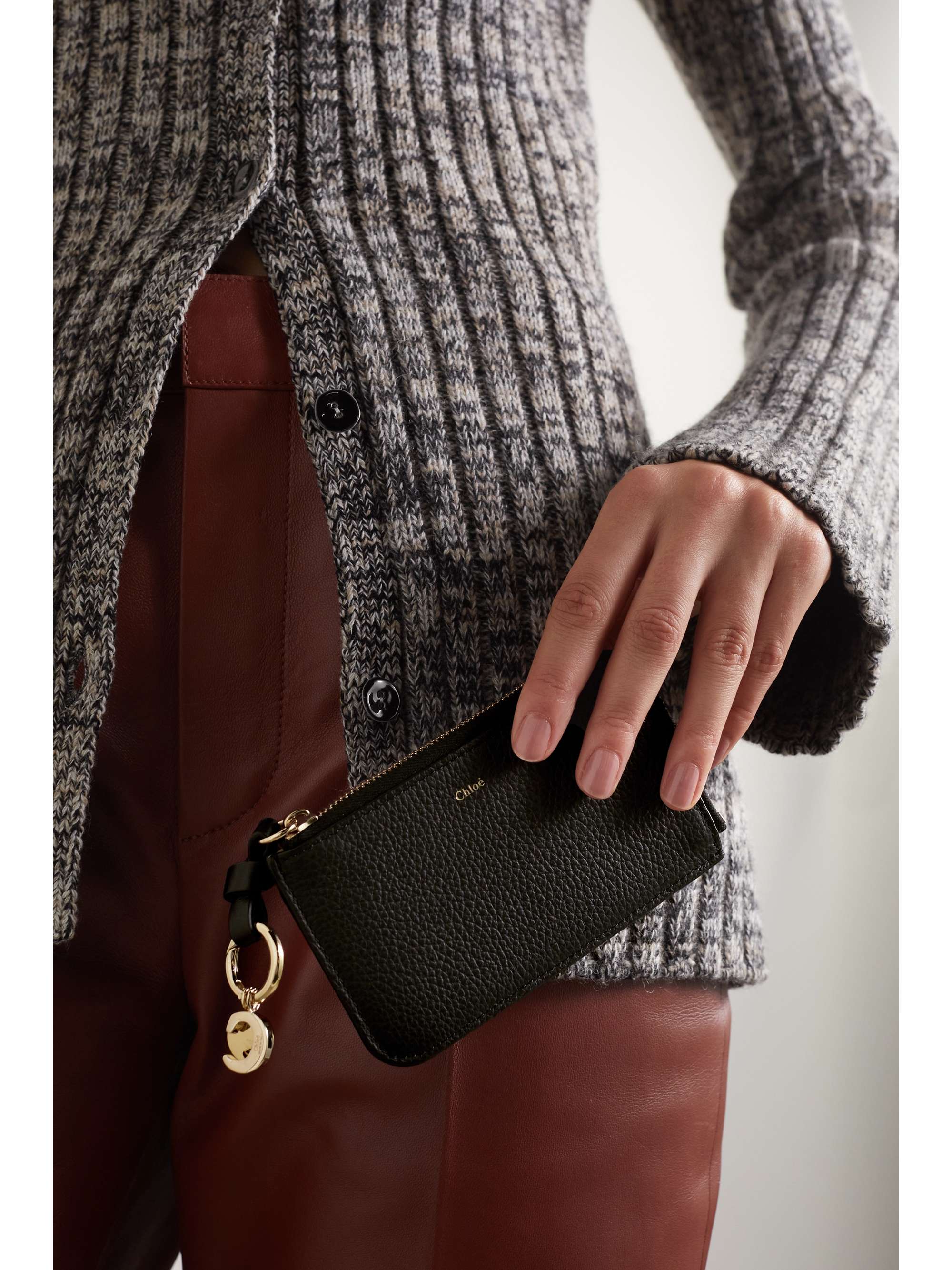 CHLOÉ + NET SUSTAIN Alphabet textured-leather wallet