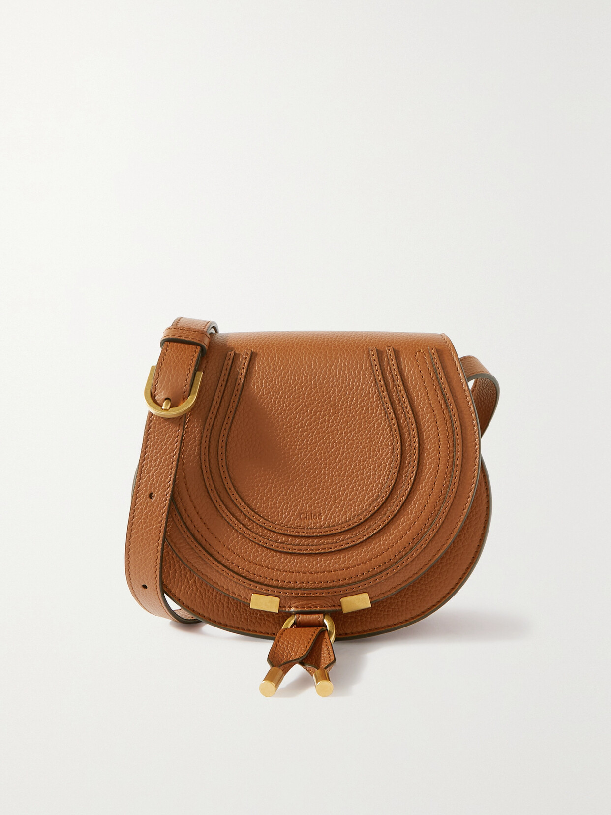 Chloé Marcie Mini Textured-leather Shoulder Bag In Tan
