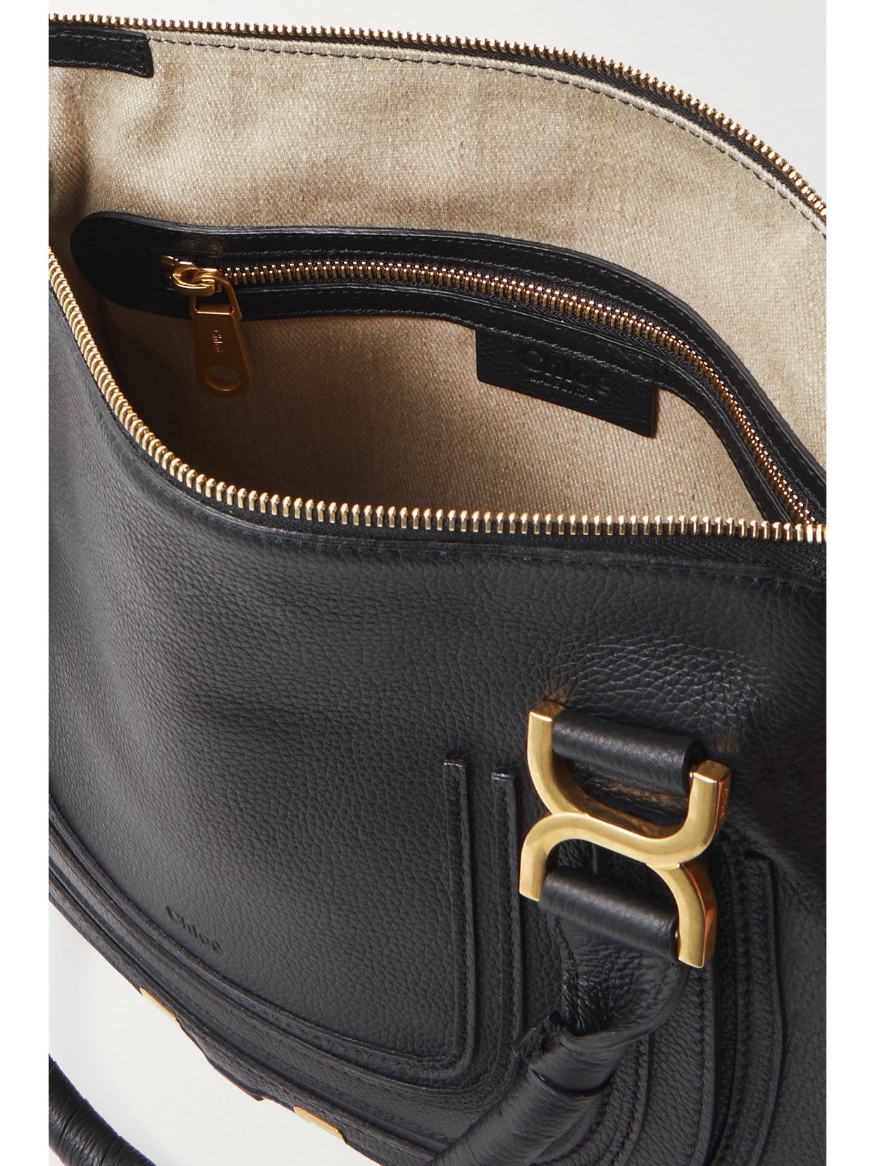 Chloé Marcie Medium Textured-leather Tote In Black