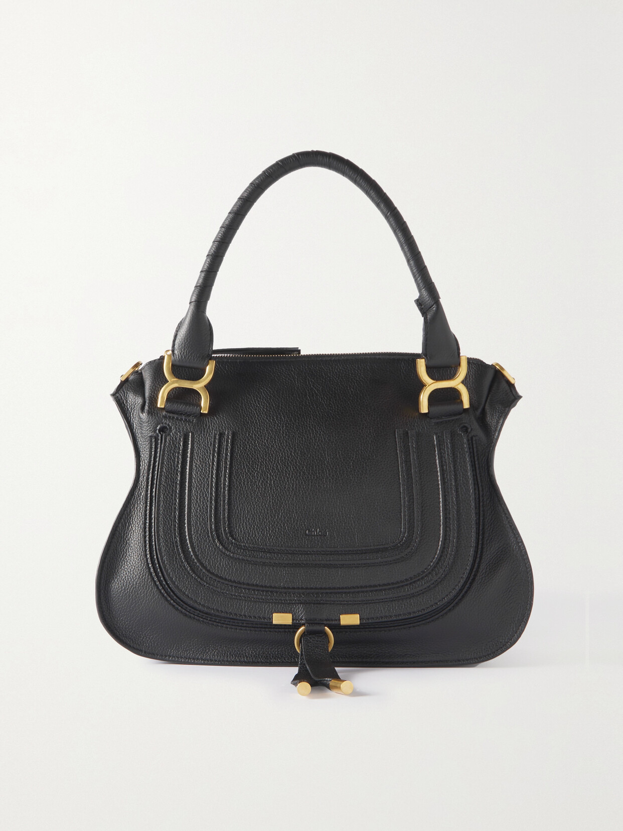 Chloé Marcie Medium Textured-leather Tote In Black