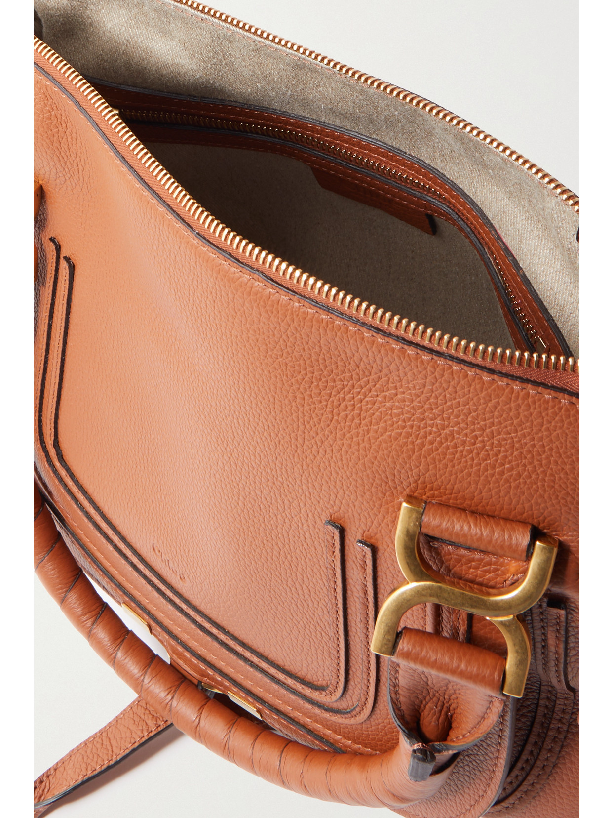Chloé Marcie Medium Textured-leather Tote In Brown
