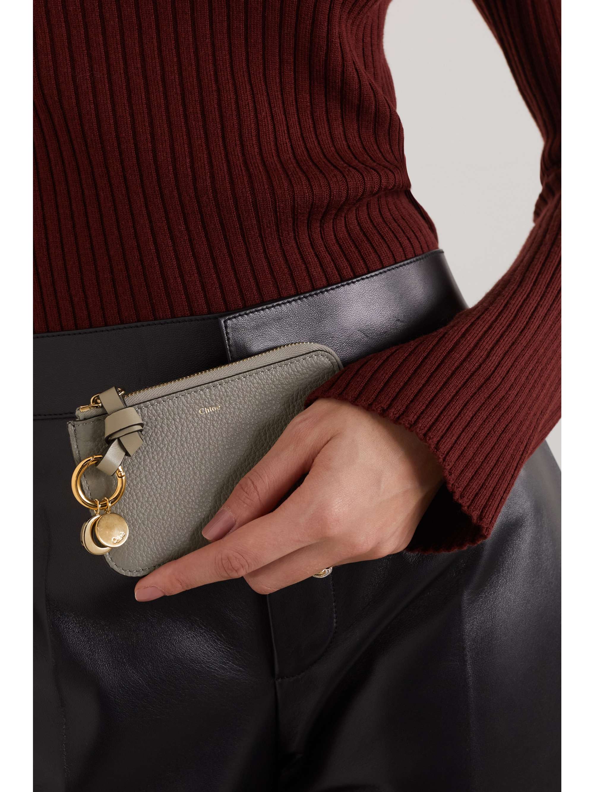 CHLOÉ + NET SUSTAIN Alphabet textured-leather wallet