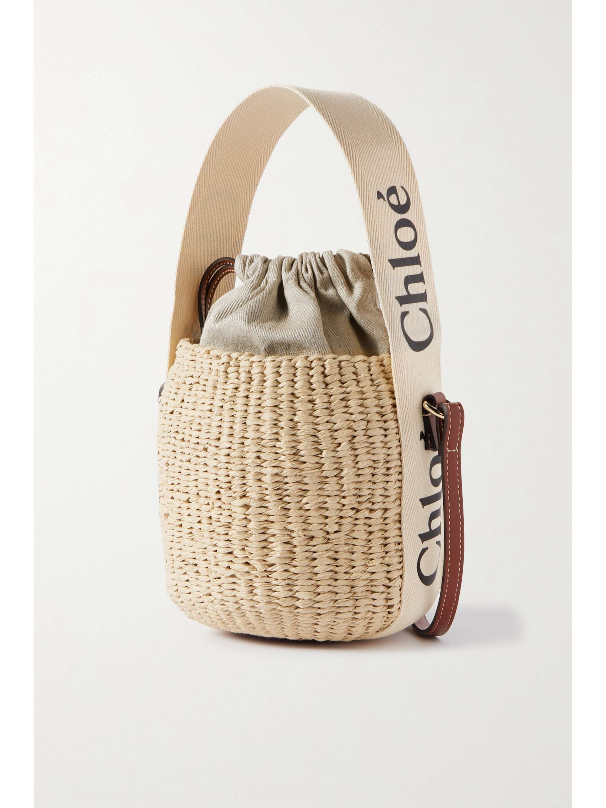 CHLOÉ Leather-trimmed paper and linen bucket bag