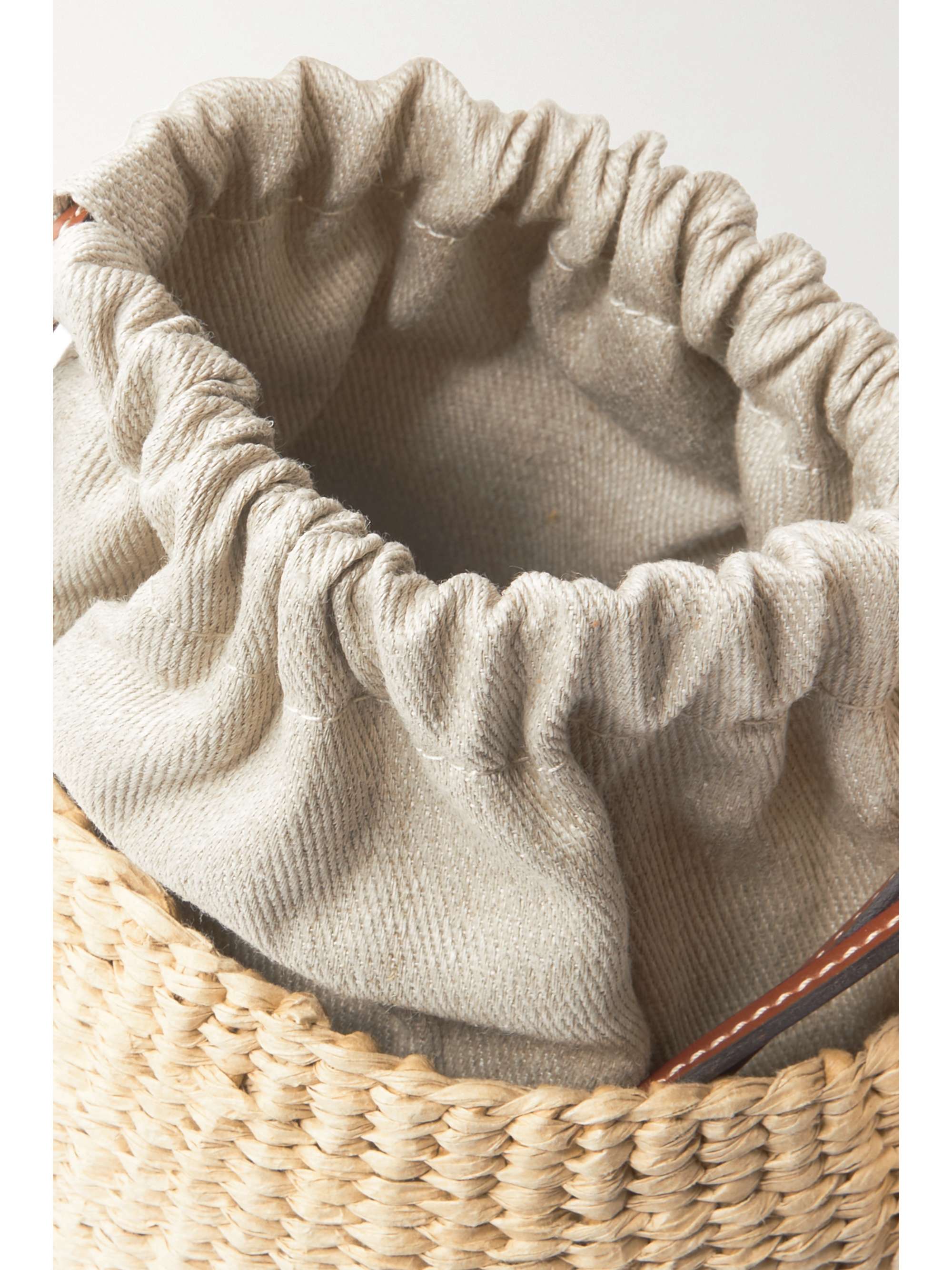 CHLOÉ Leather-trimmed paper and linen bucket bag
