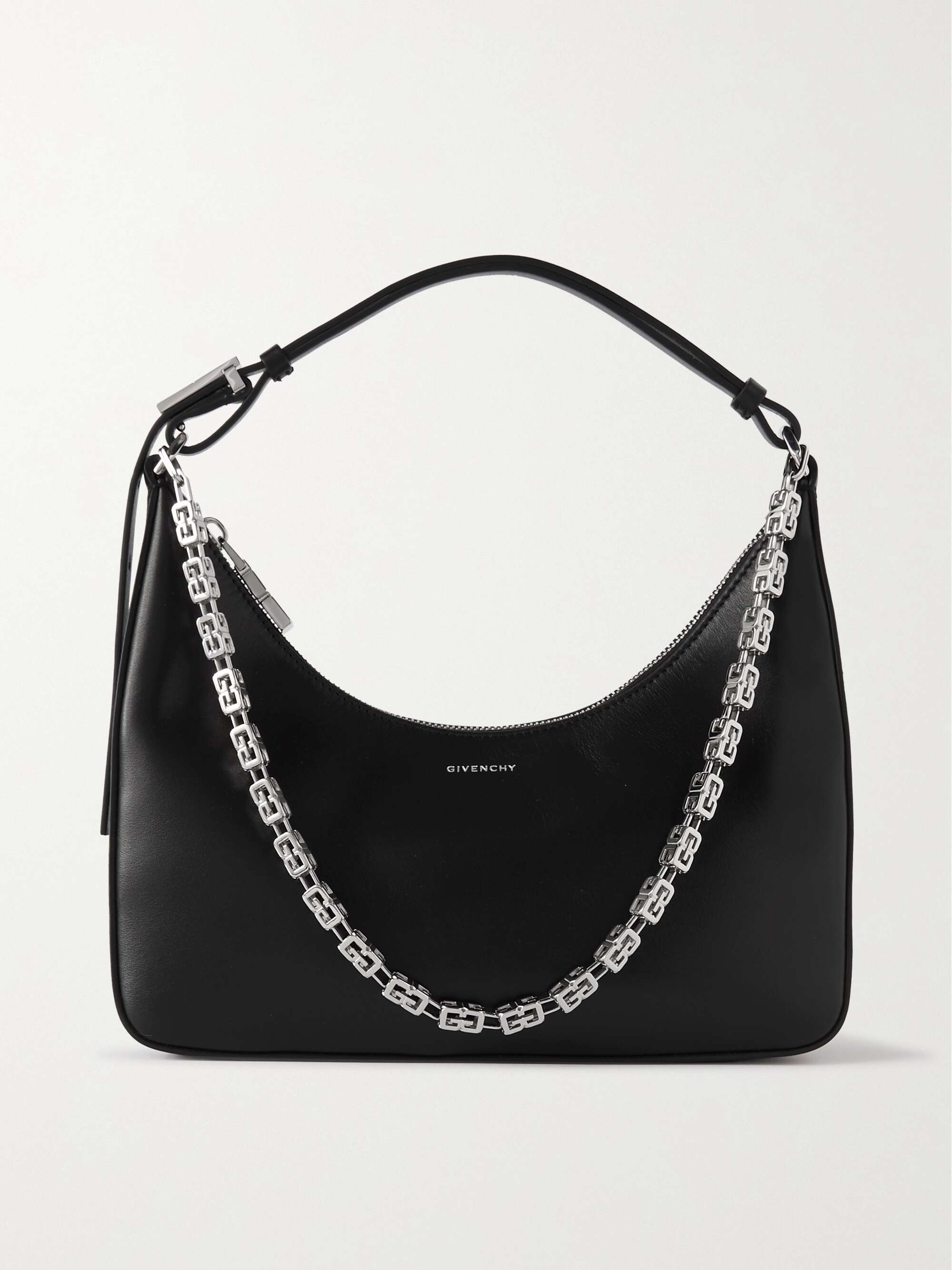 Small chain-embellished leather shoulder bag