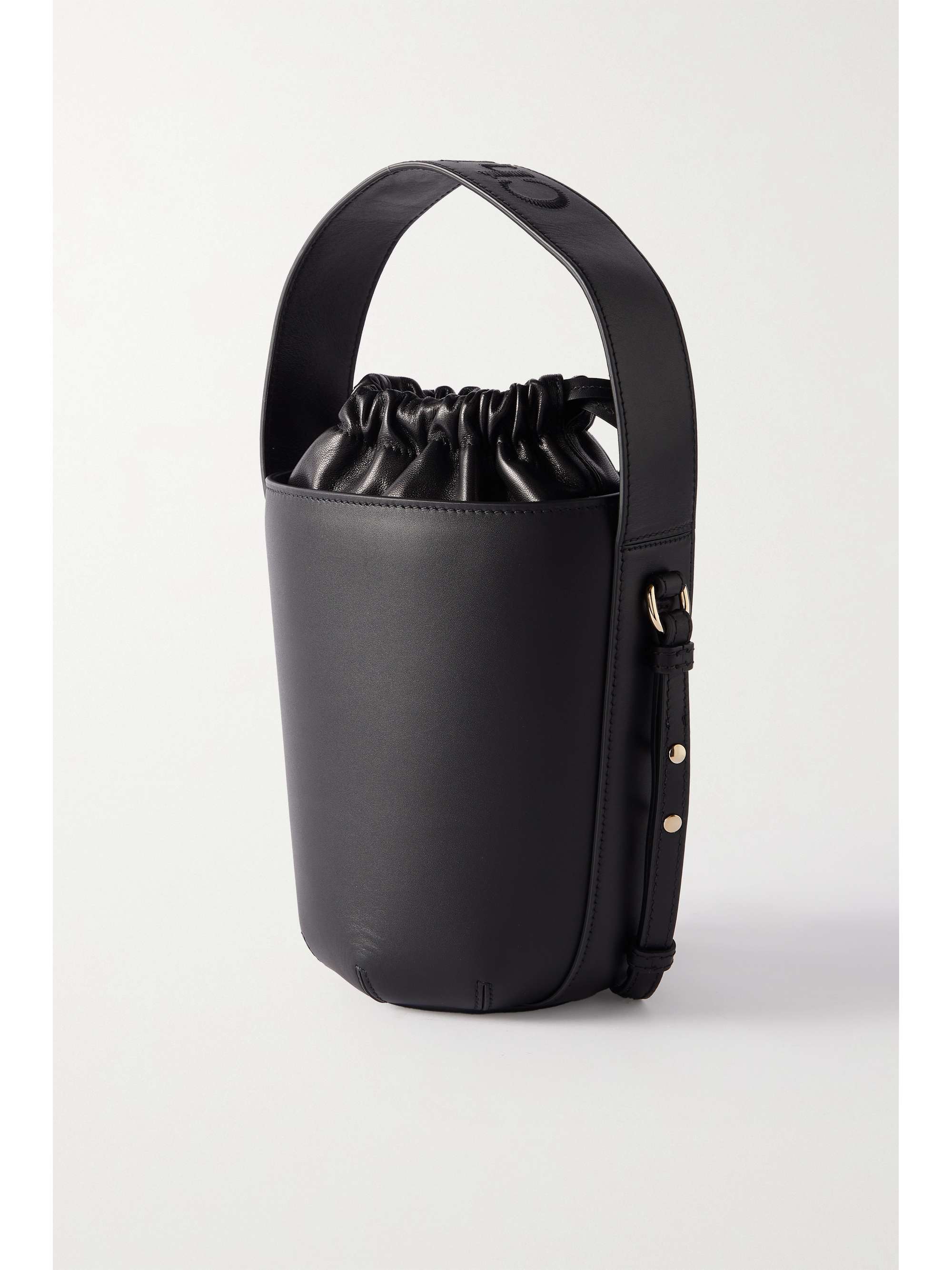 CHLOÉ + NET SUSTAIN Sense embroidered leather bucket bag
