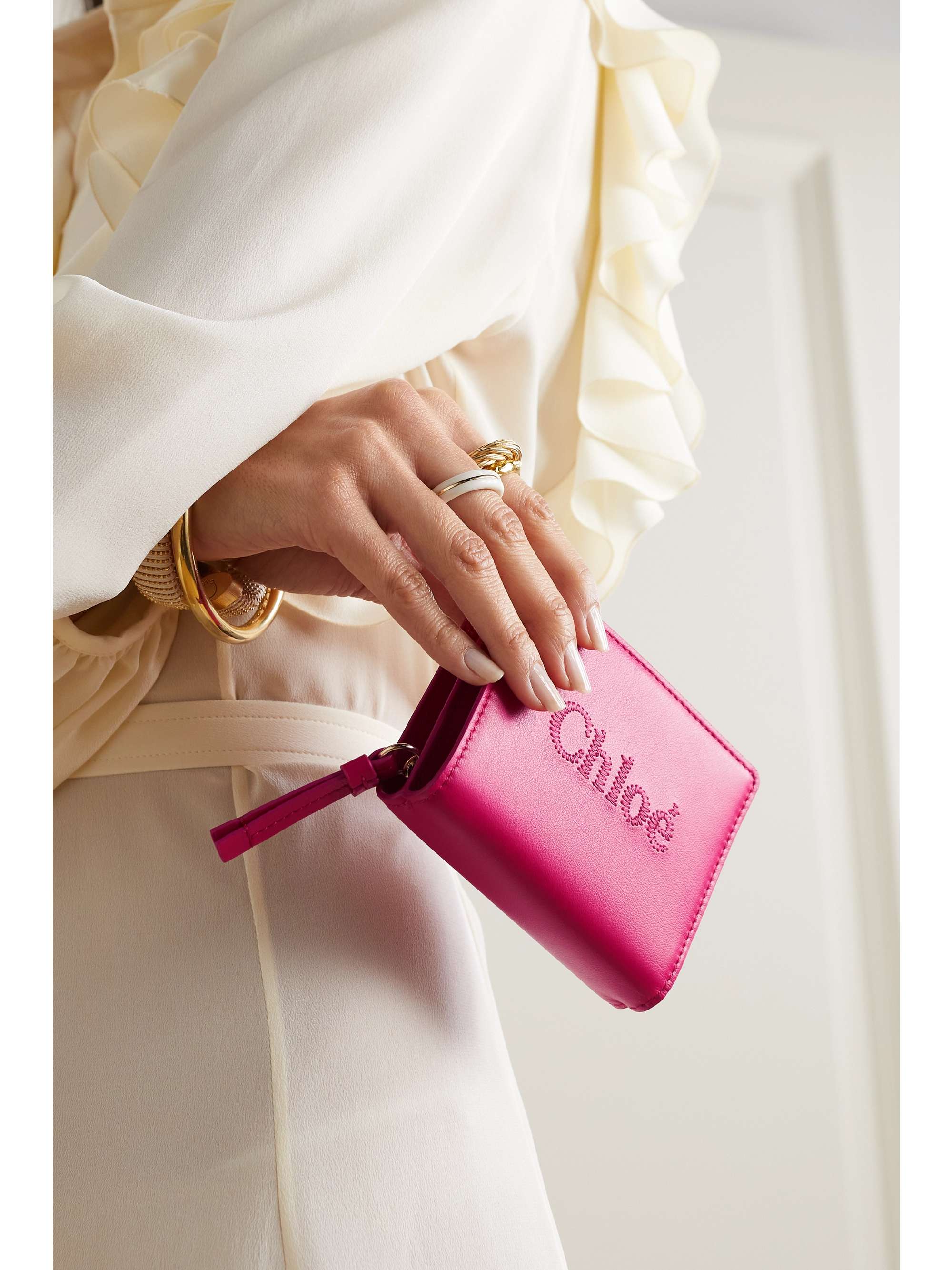CHLOÉ + NET SUSTAIN embroidered leather wallet