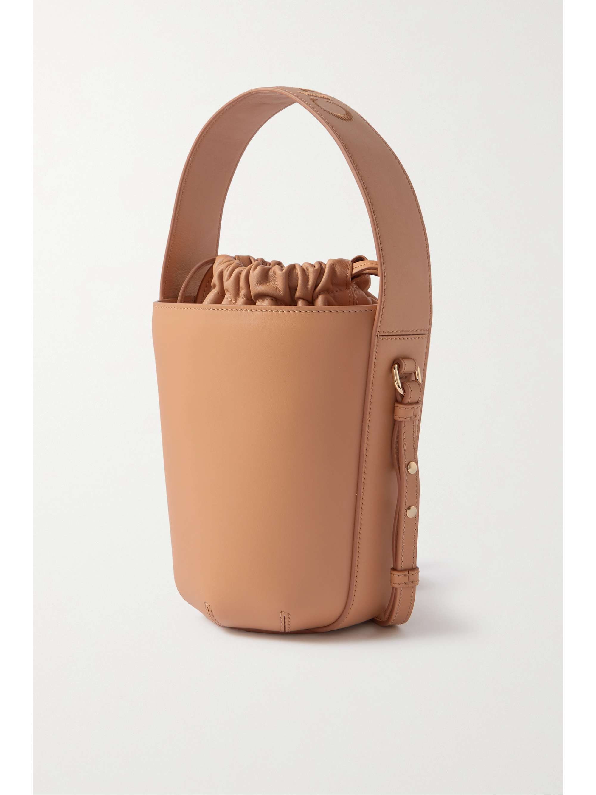 CHLOÉ + NET SUSTAIN Sense embroidered leather bucket bag