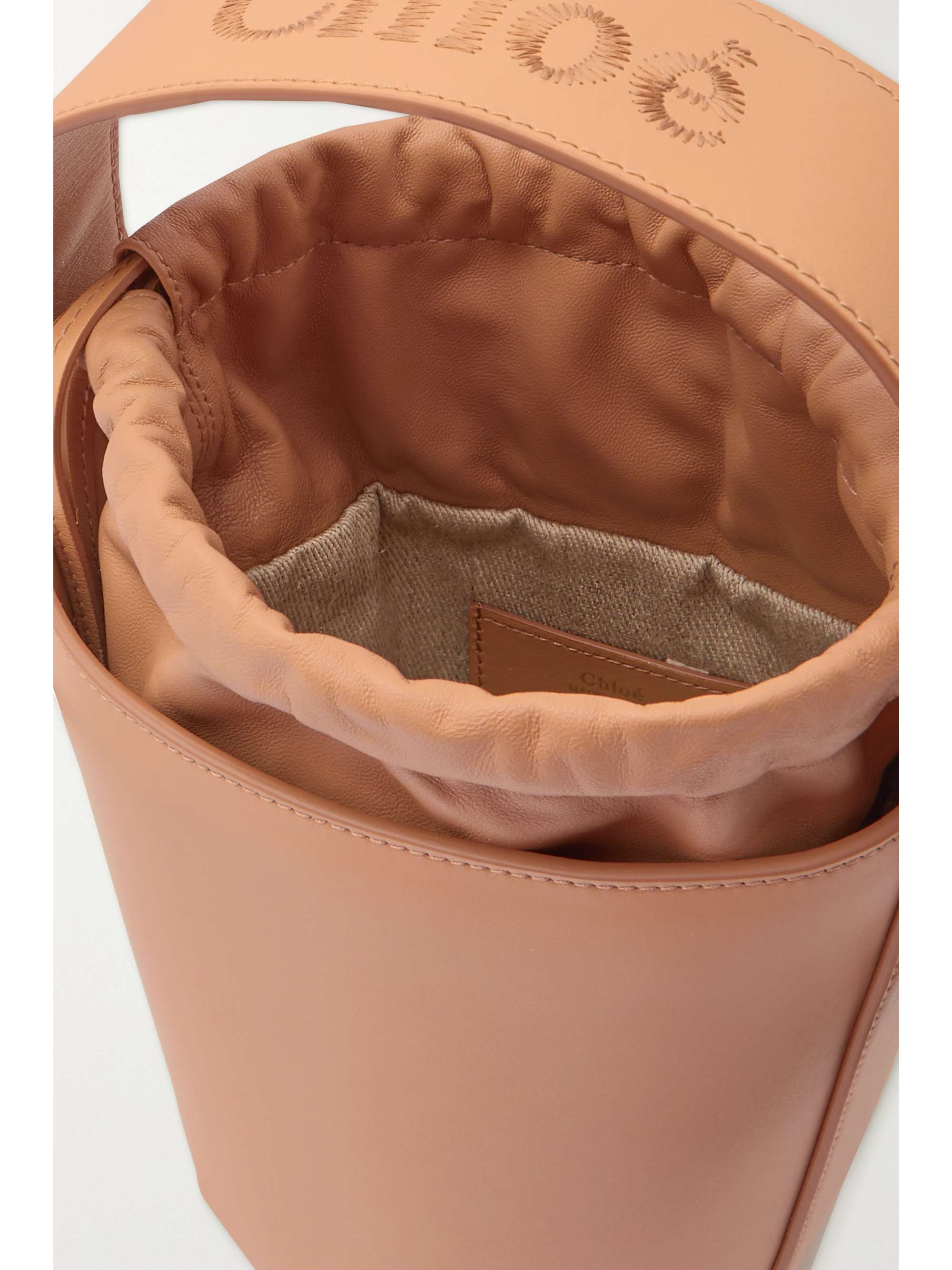 CHLOÉ + NET SUSTAIN Sense embroidered leather bucket bag