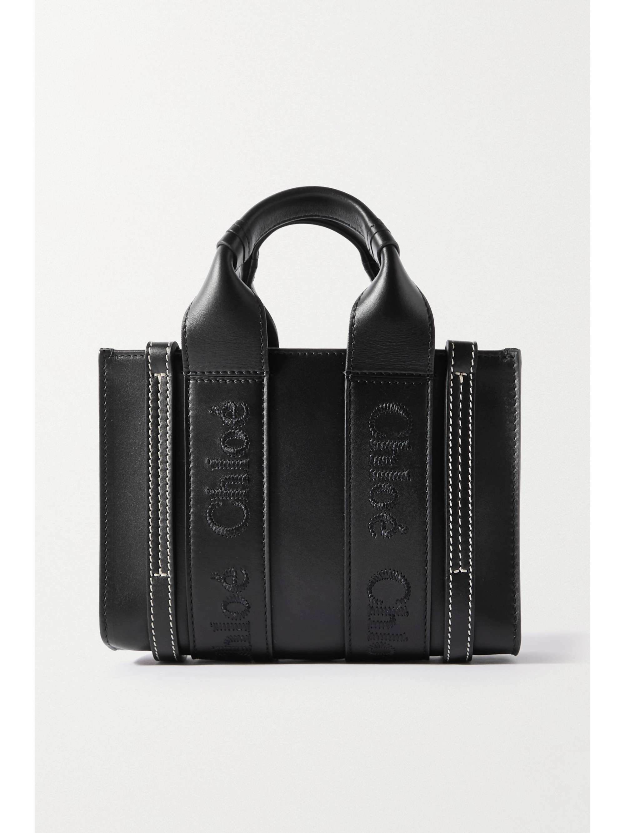 + NET SUSTAIN Woody mini embroidered leather tote