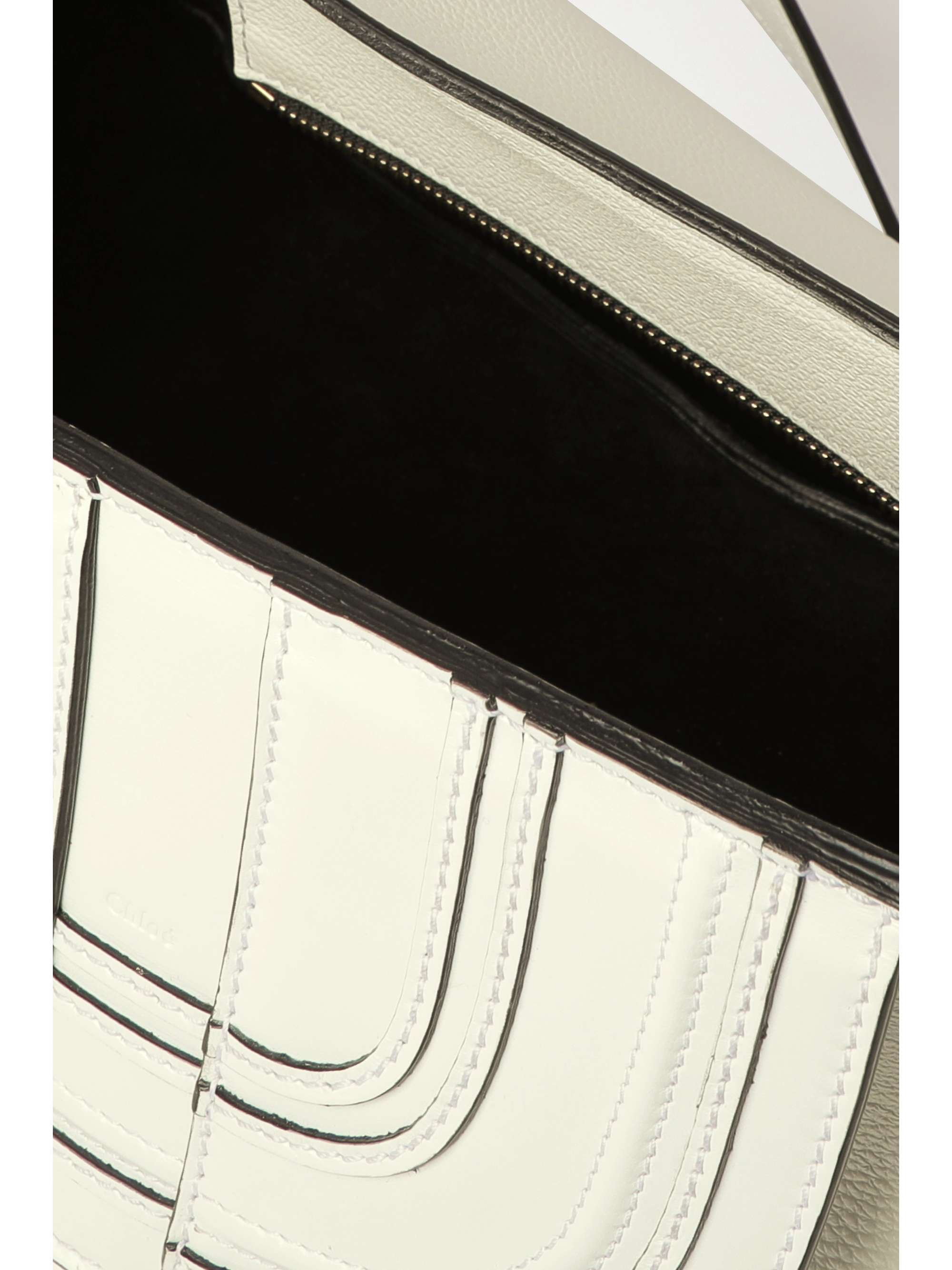 CHLOÉ + NET SUSTAIN Marcie smooth and textured-leather clutch