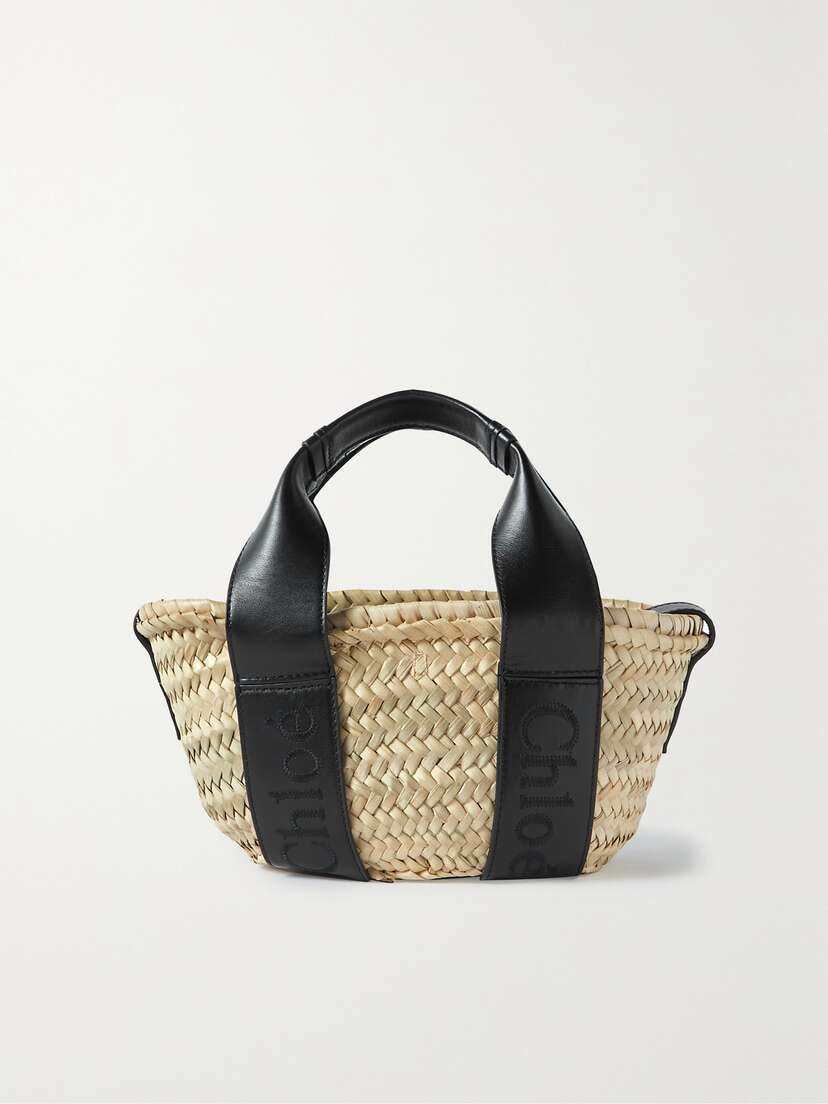 Chloé Sense Leather-trimmed Raffia Tote