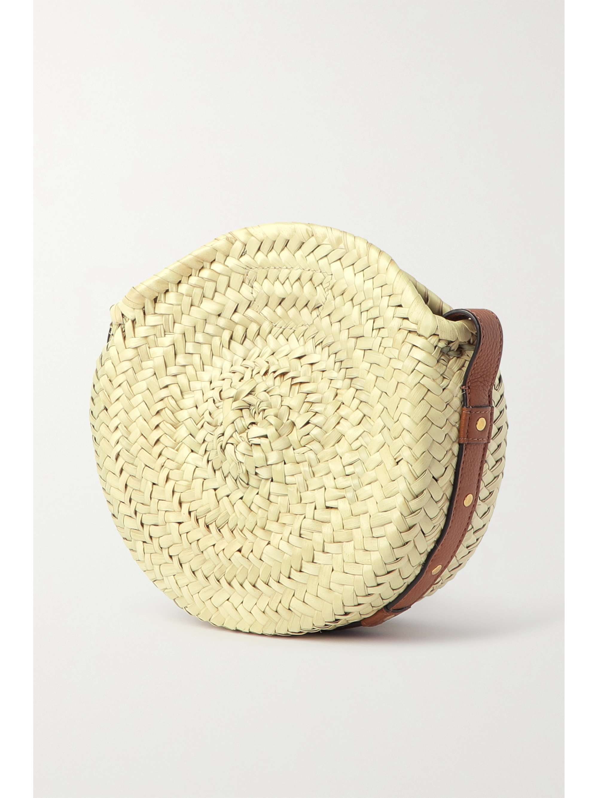 CHLOÉ + NET SUSTAIN Marcie leather and raffia shoulder bag